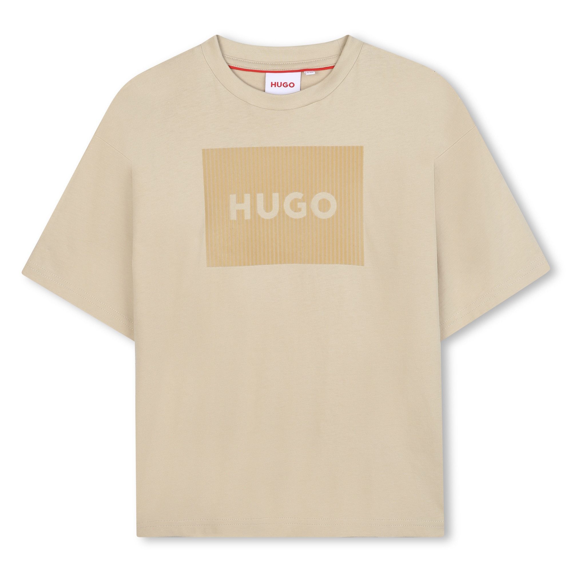 HUGO T-Shirt HUGO Kids T-Shirt Beige Kurzarm mit Logo