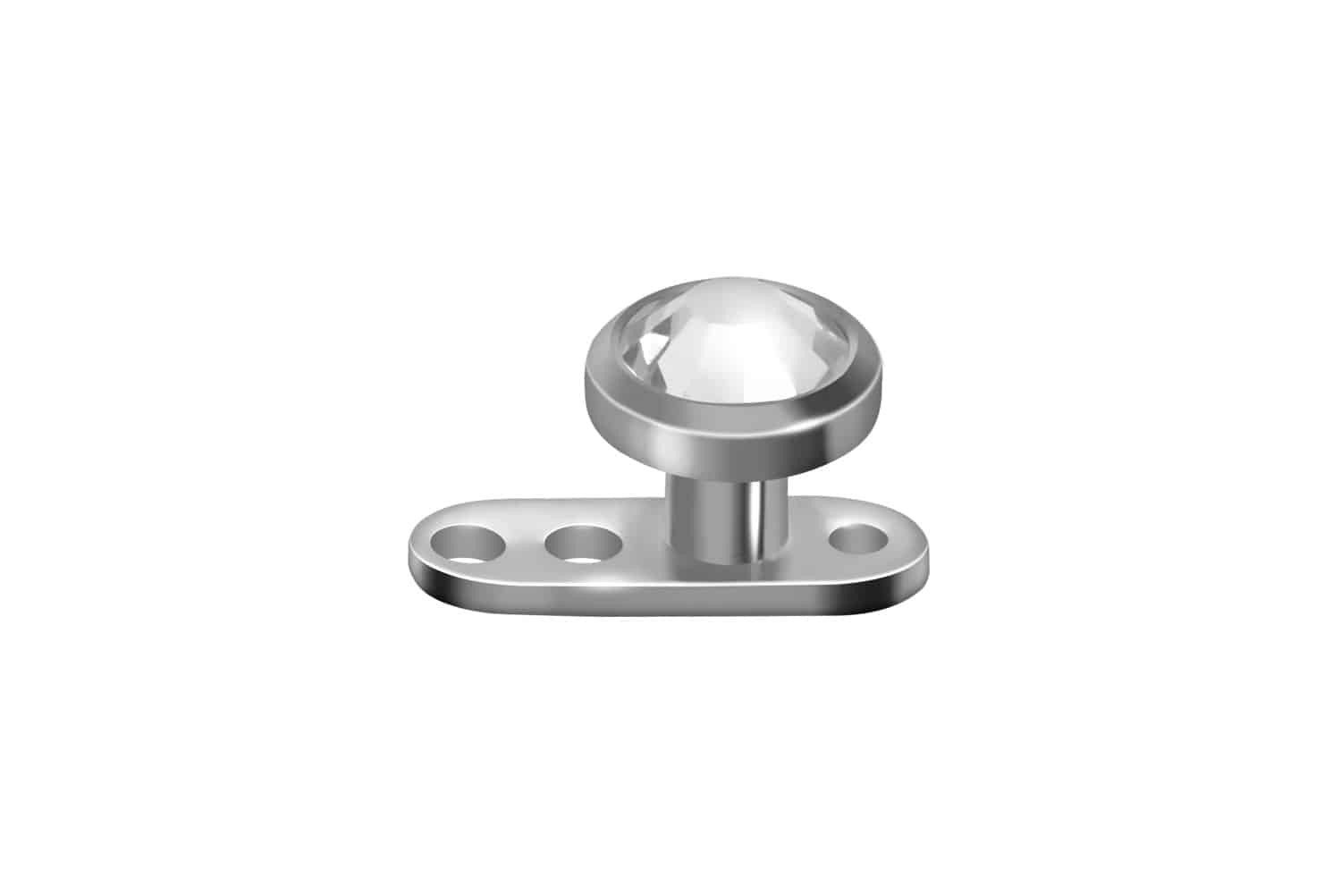 Piercing-Implantat Titan Dermal Anchor mit 3 Löchern DISC + KRISTALL