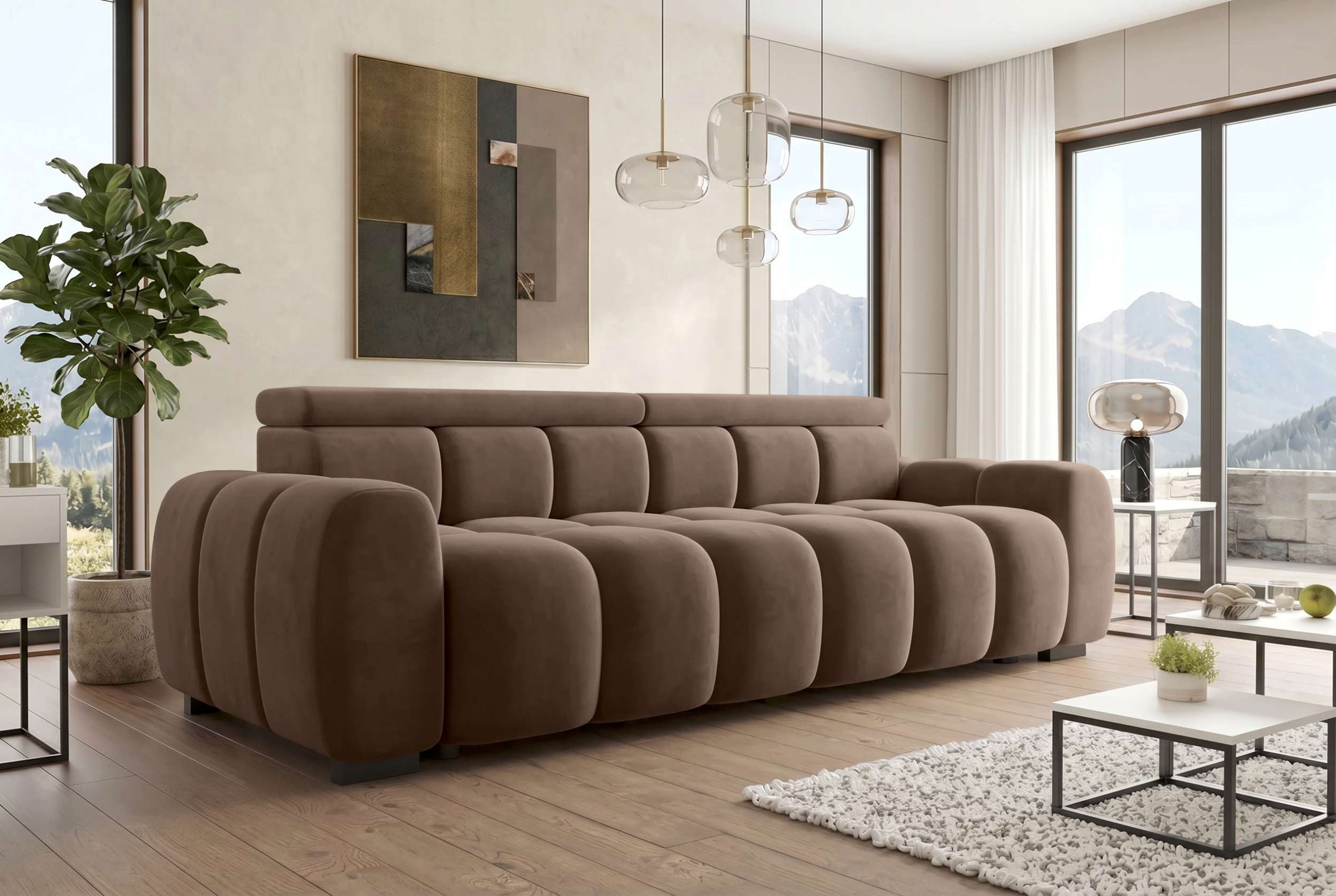 Sofa Dreams Big-Sofa Bigsofa Santorin in Stoff, Sofa, Big-Sofa, Kopfteilverstellungen