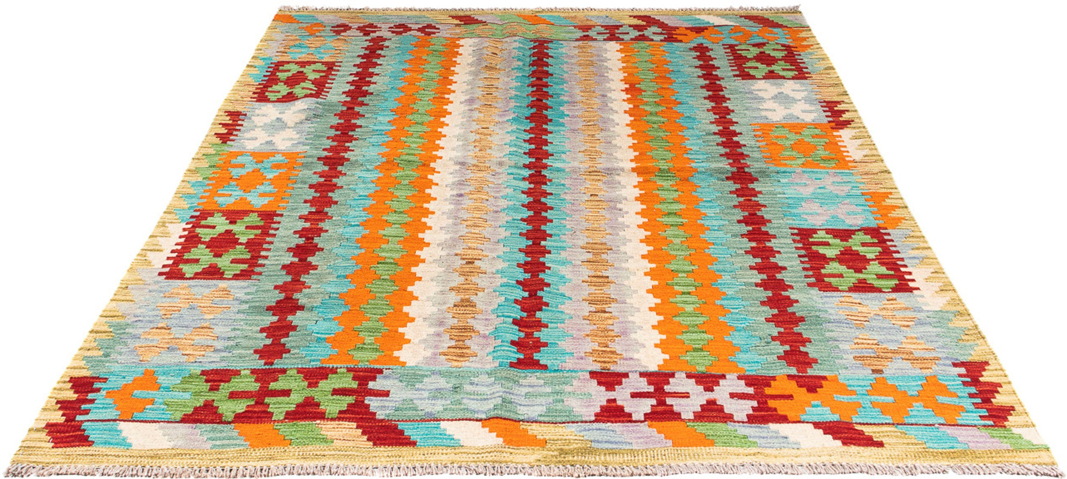 Wollteppich Kelim - Splash - 200 x 153 cm - mehrfarbig, morgenland, rechteckig, Höhe: 4 mm, Wohnzimmer, Einzelstück