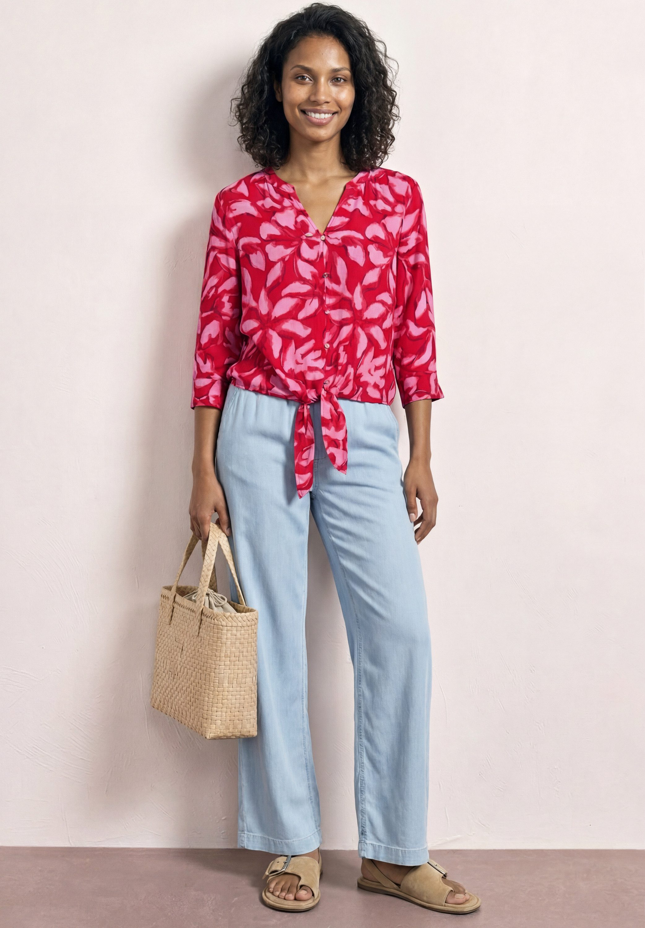 STREET ONE Druckbluse 3/4-Arm Sommerbluse mit floralem Muster