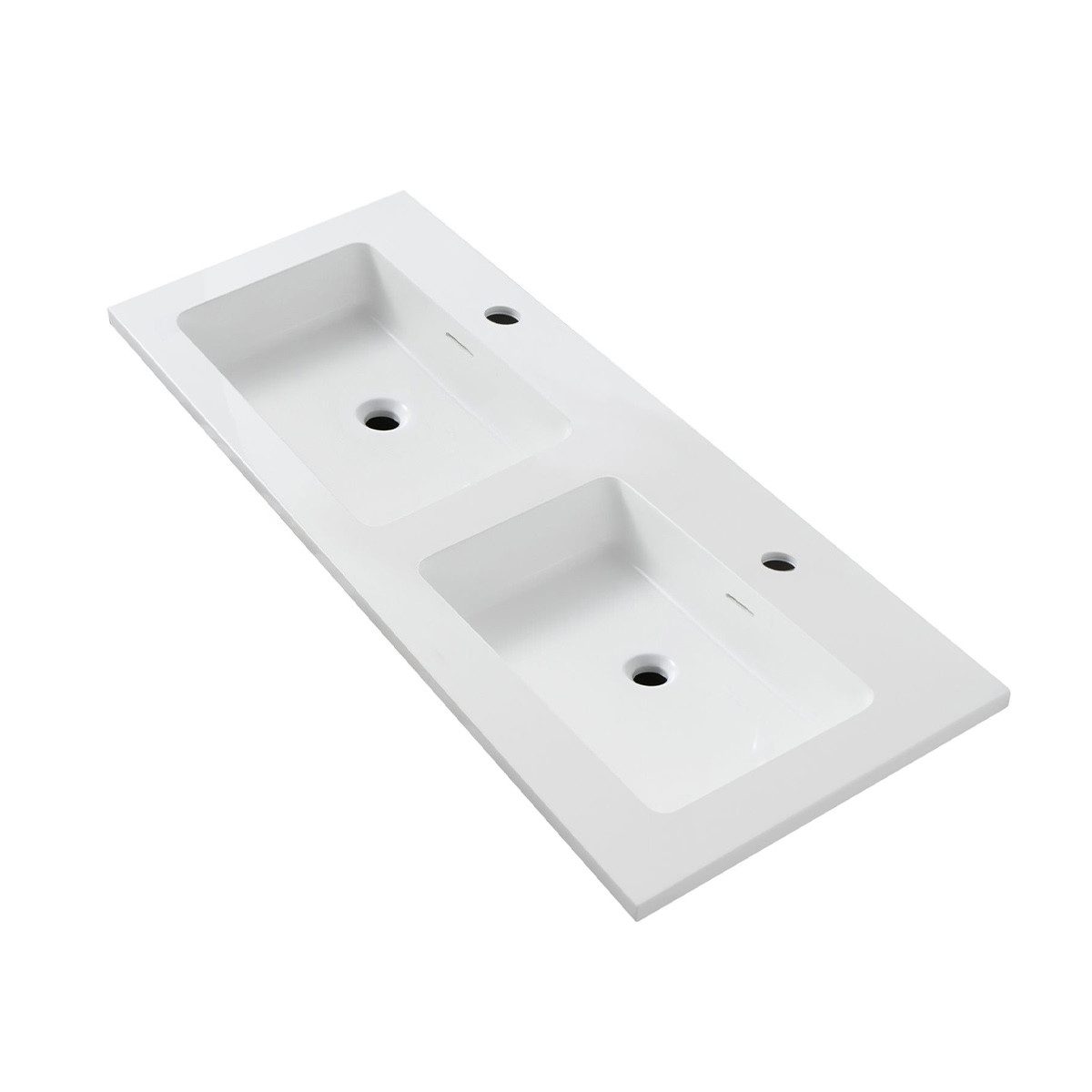 Belvit Waschbecken BV-WB3385-2 (einzel, 1-St), BELVIT Doppelwaschbecken 120 cm mattweiß Mineralguss Slim 1,6 cm