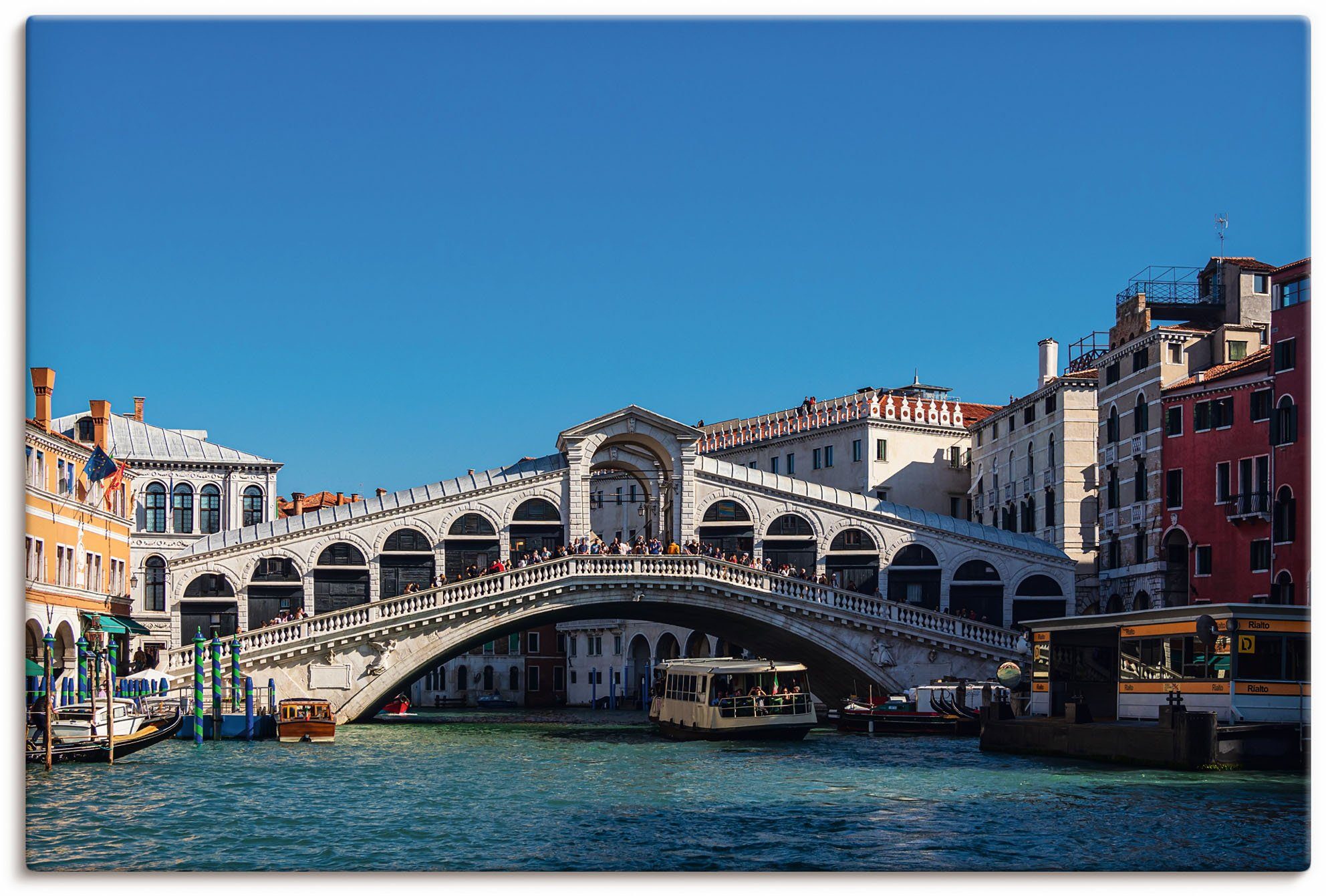 Artland Wandbild Blick auf die Rialto Brücke in Venedig, Venedig (1 St), als Alubild, Leinwandbild, Wandaufkleber oder Poster in versch. Größen