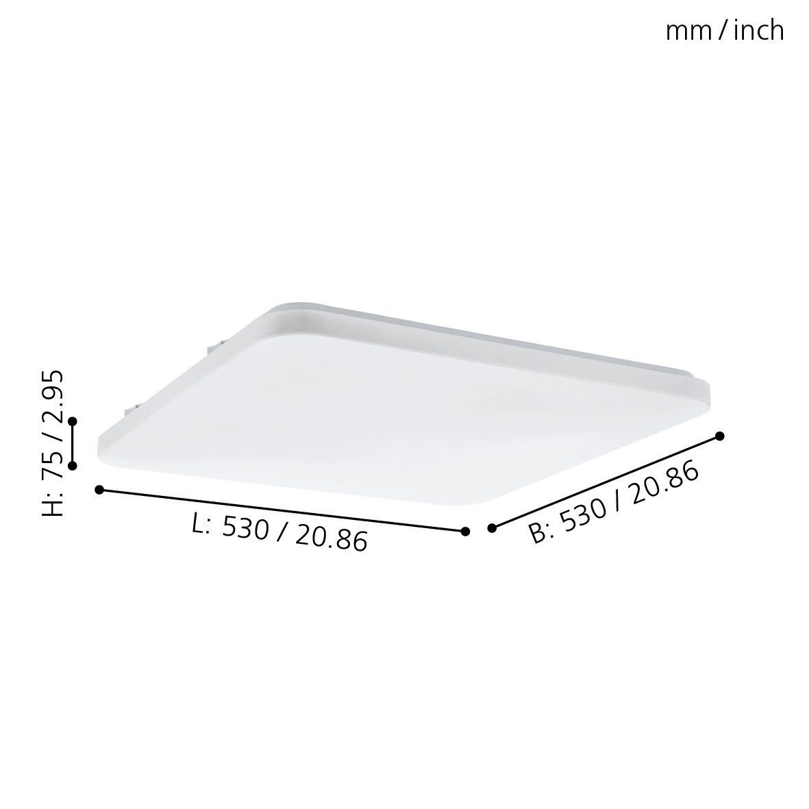 53 Küchenlampe, cm LED Flurlampe B Deckenleuchte Decke EGLO inklusive, in Leuchtmittel x in L Deckenlampe Frania, Weiß,