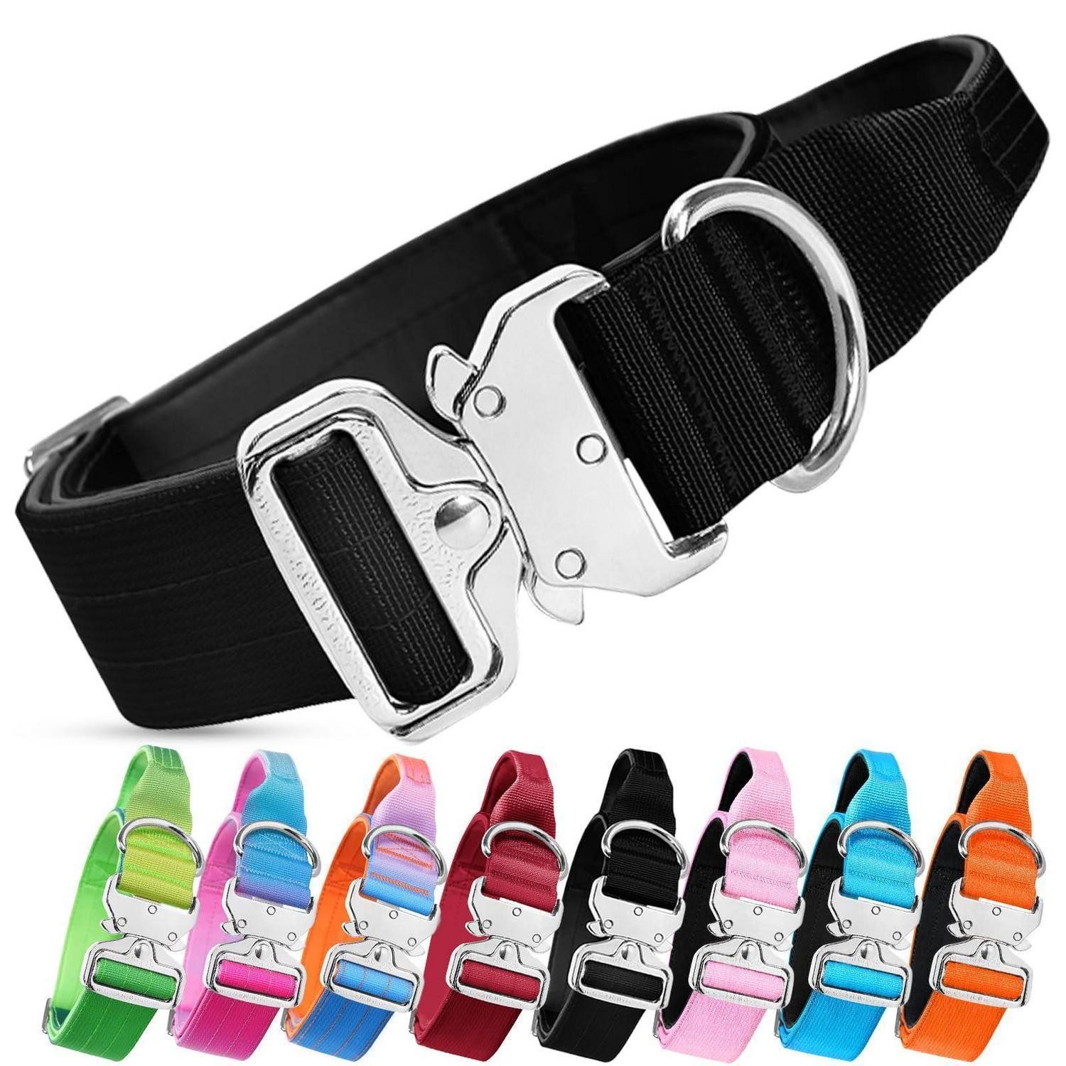 LuxusKollektion Hunde-Halsband Taktisches Hundehalsband mit Griff L/XL Schwarz, Textil