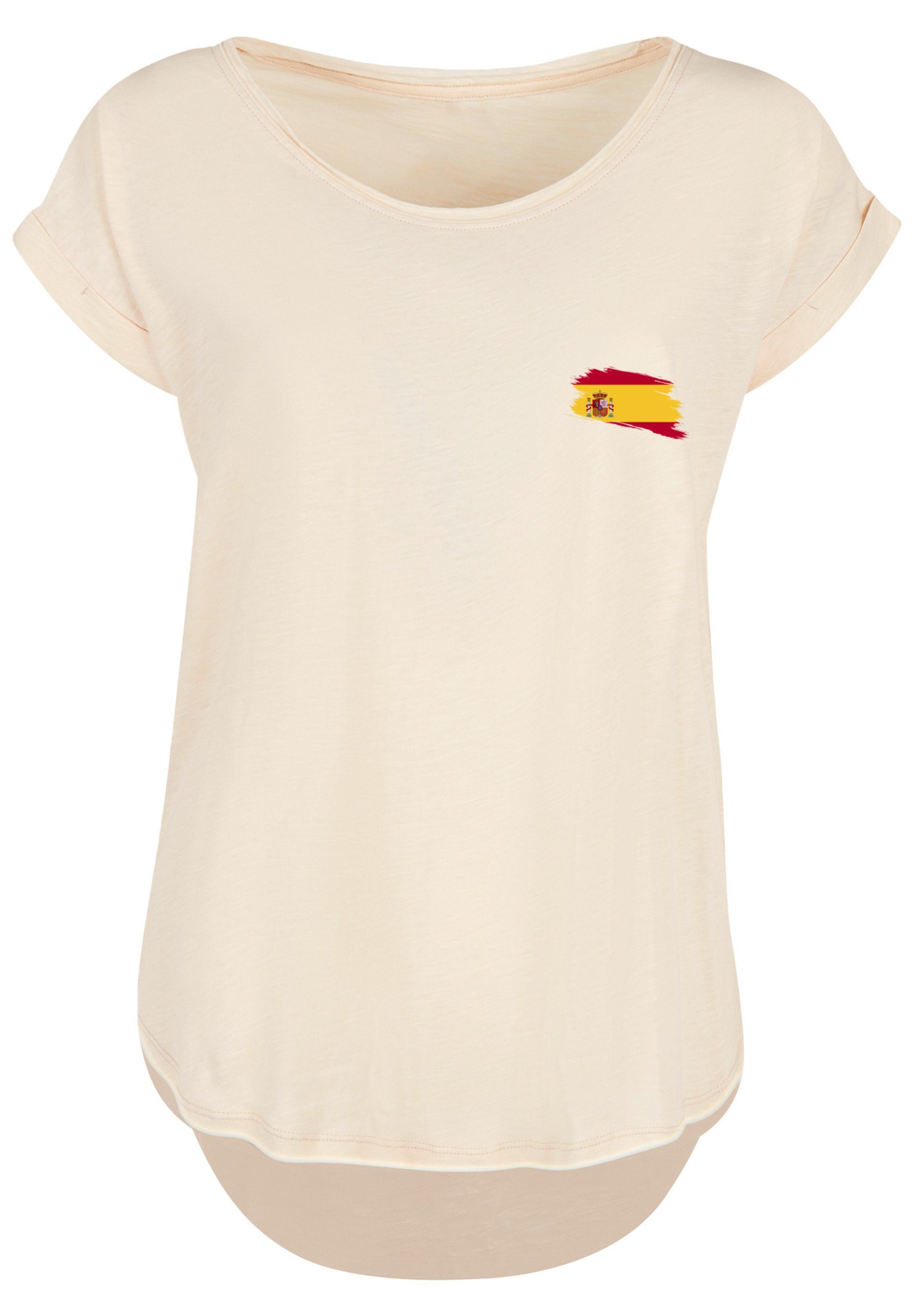 Spain Spanien Flagge extra Print, T-Shirt Hinten F4NT4STIC geschnittenes T-Shirt lang Damen