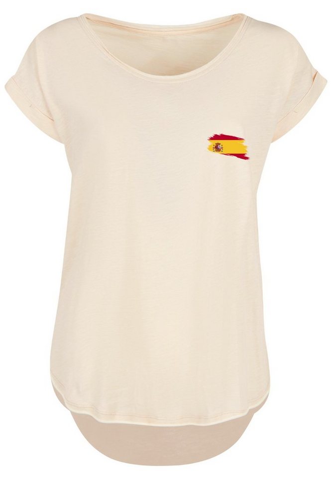 F4NT4STIC T-Shirt Spain Spanien Flagge Print, Hinten extra lang  geschnittenes Damen T-Shirt