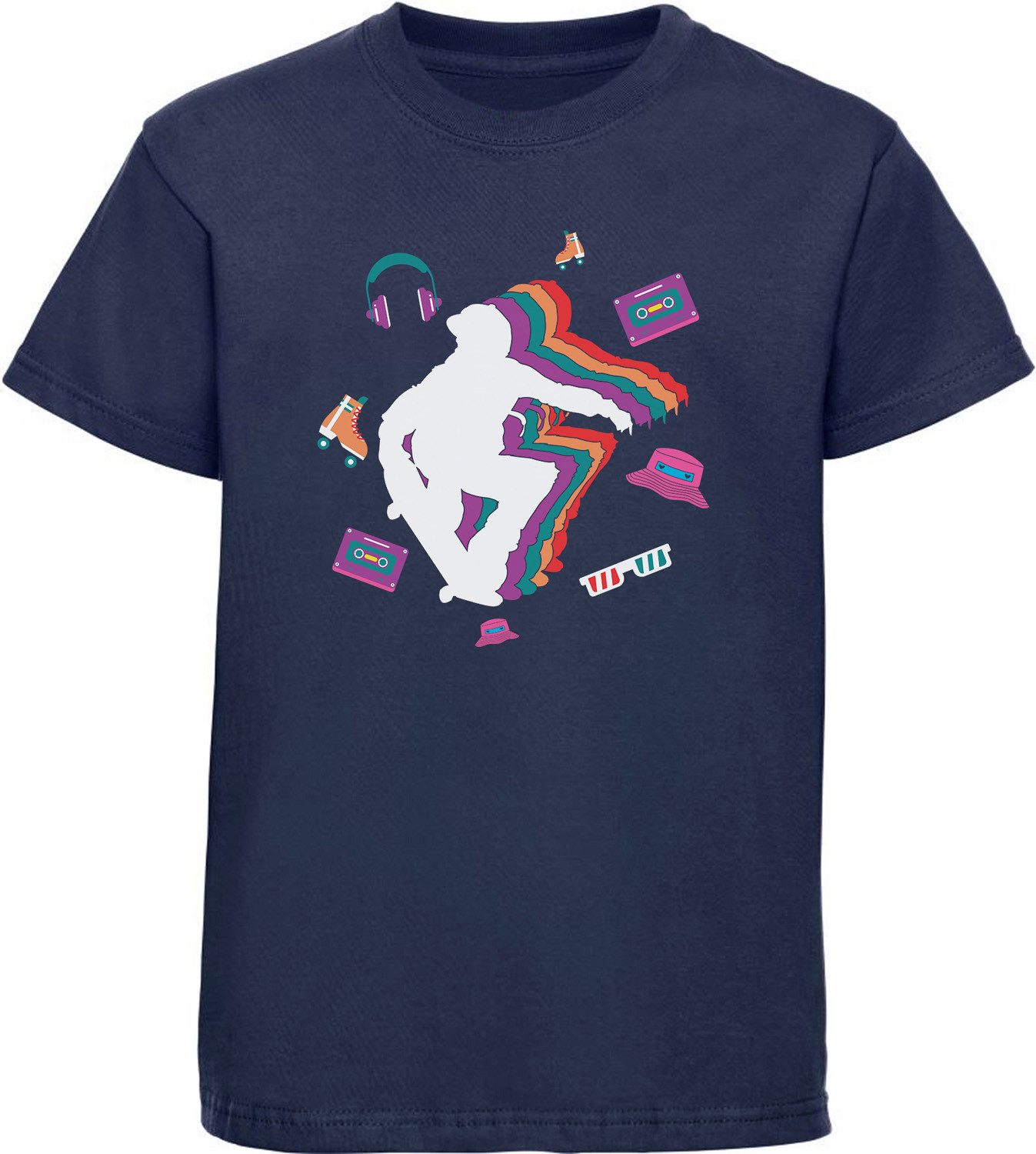 T-Shirt Kinder Print Shirt mit Skateboarder im Retro Look