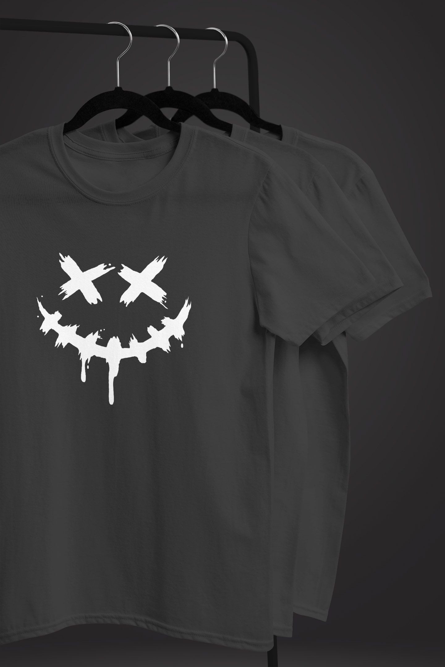 Neverless Print-Shirt Herren T-Shirt Bedruckt Techwear Fashion Streetstyle Smiling Face mit Print