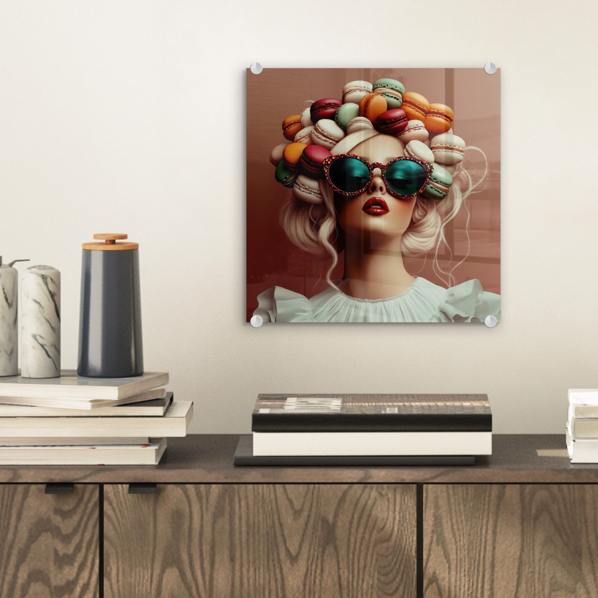 MuchoWow Acrylglasbild Frau - Makronen - günstig online kaufen