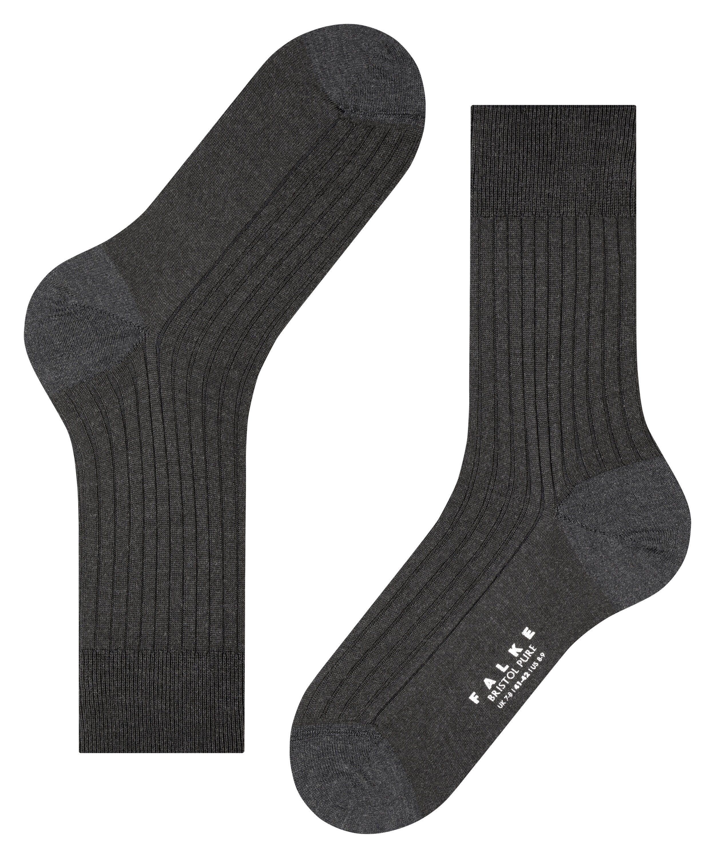 anthra.mel (1-Paar) Socken FALKE (3080) Bristol Pure