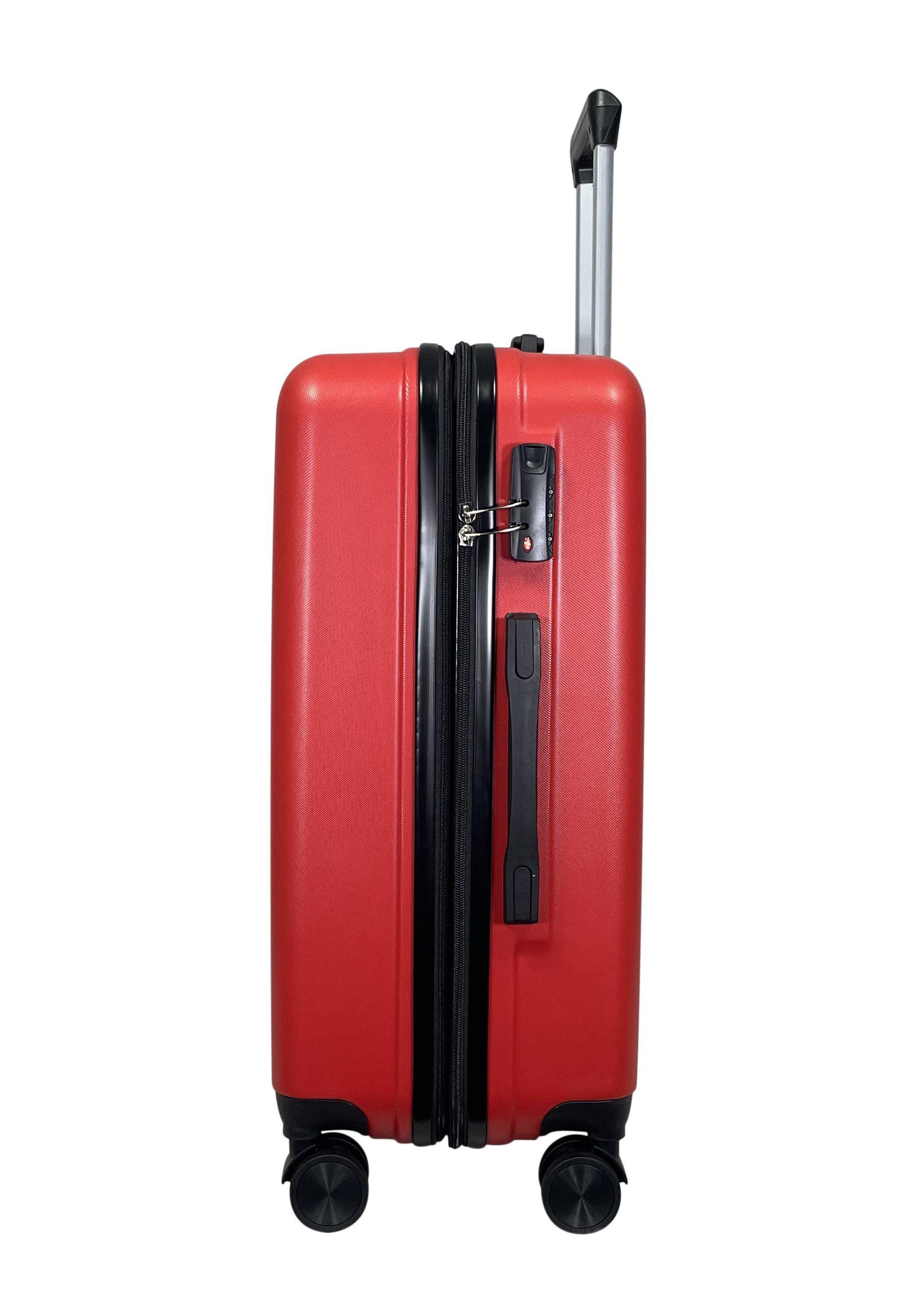 Hartschalen Reisekoffer Koffer MTB ABS (Handgepäck-Mittel-Groß-Set) Rot erweiterbar