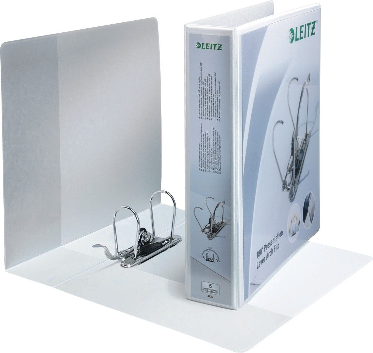 LEITZ Aktenordner Präsentationsordner 180 Grad A4 80mm weiß.