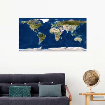 Posterlounge Poster Planetobserver, Topographische Weltkarte, Wohnzimmer Fotografie