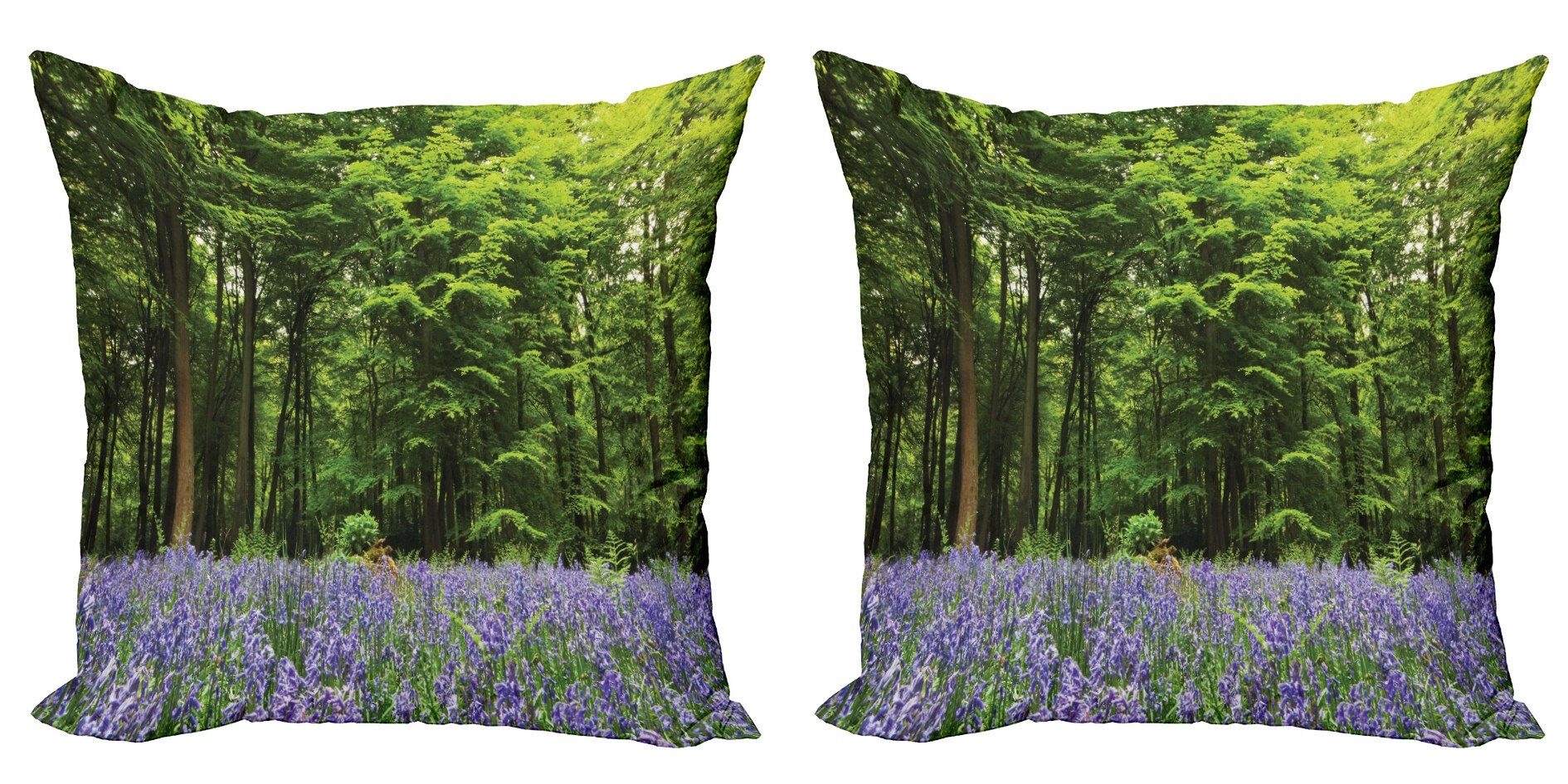 Kissenbezüge Modern Accent Doppelseitiger Digitaldruck, Abakuhaus (2 Stück), Blumen Bluebell Blumen Wald