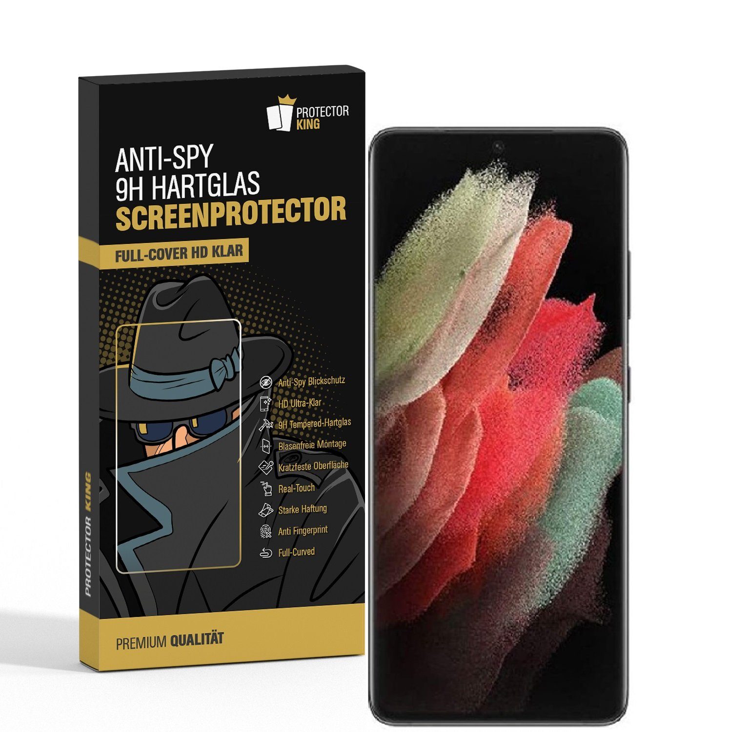 OLi Schutzfolie Silikon Hülle für Samsung Galaxy S24 Ultra mit Schutzglas  9D, (Spar-Set 2in 1, 2-St), Transparente TPU Panzer Glas Komplet deckend  von Rand bis zum Rand