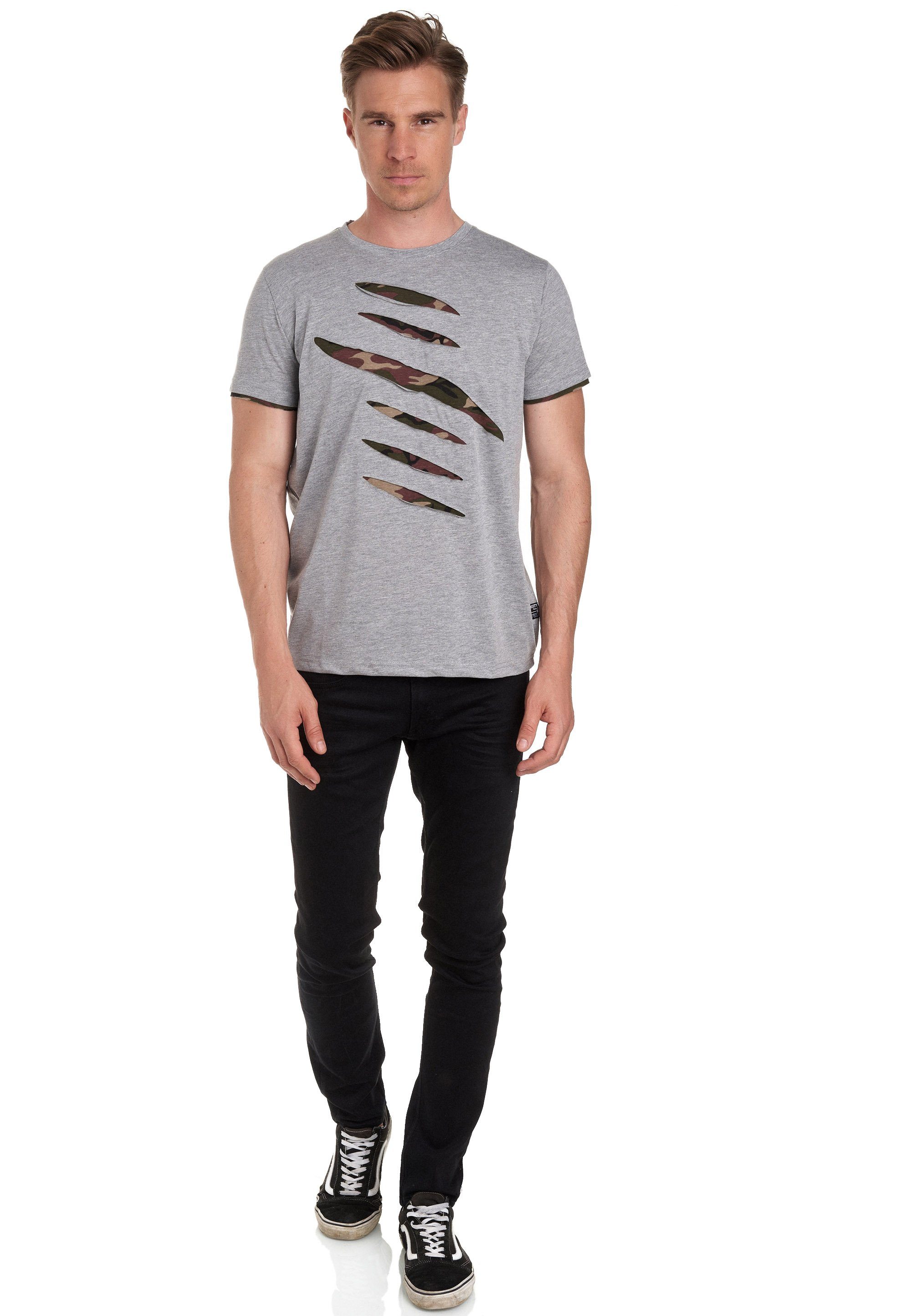 2-in-1-Design grau T-Shirt trendigen Rusty im Neal