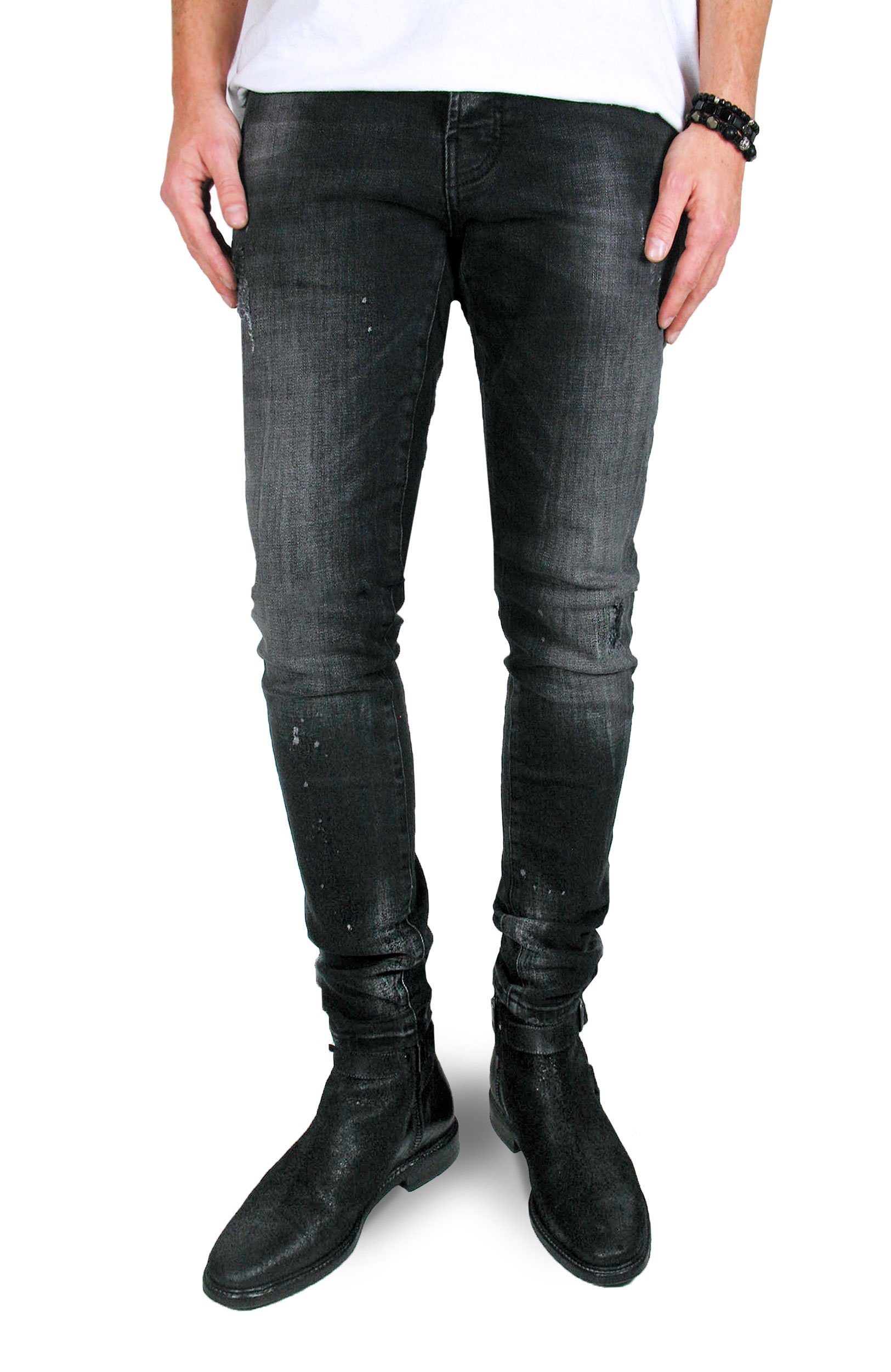 Goldgarn 5-Pocket-Jeans Herren NECKARAU Skinny Cropped distressed Denim