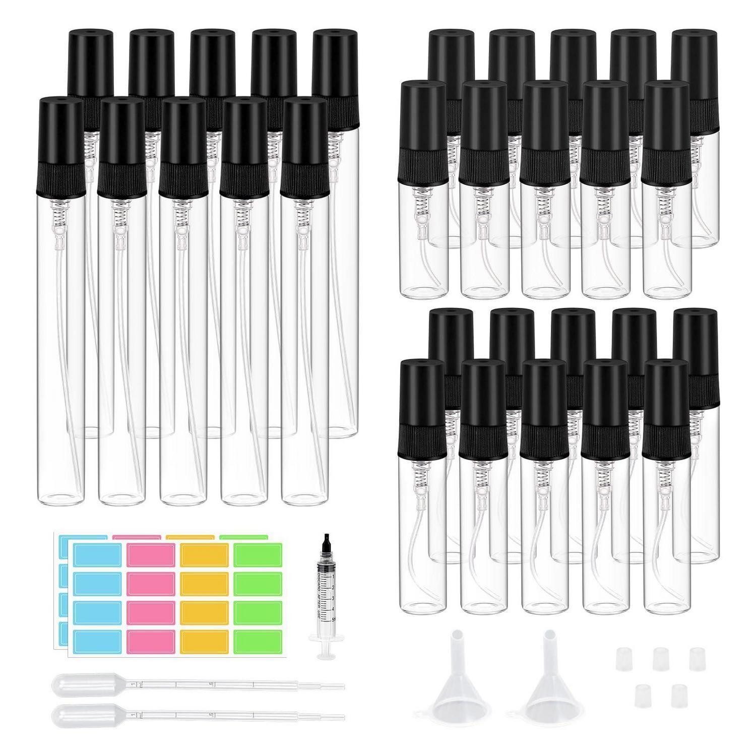 LuxusKollektion Parfümzerstäuber Mini Parfümzerstäuber 3/5/10ml Set Schwarz (30 St)