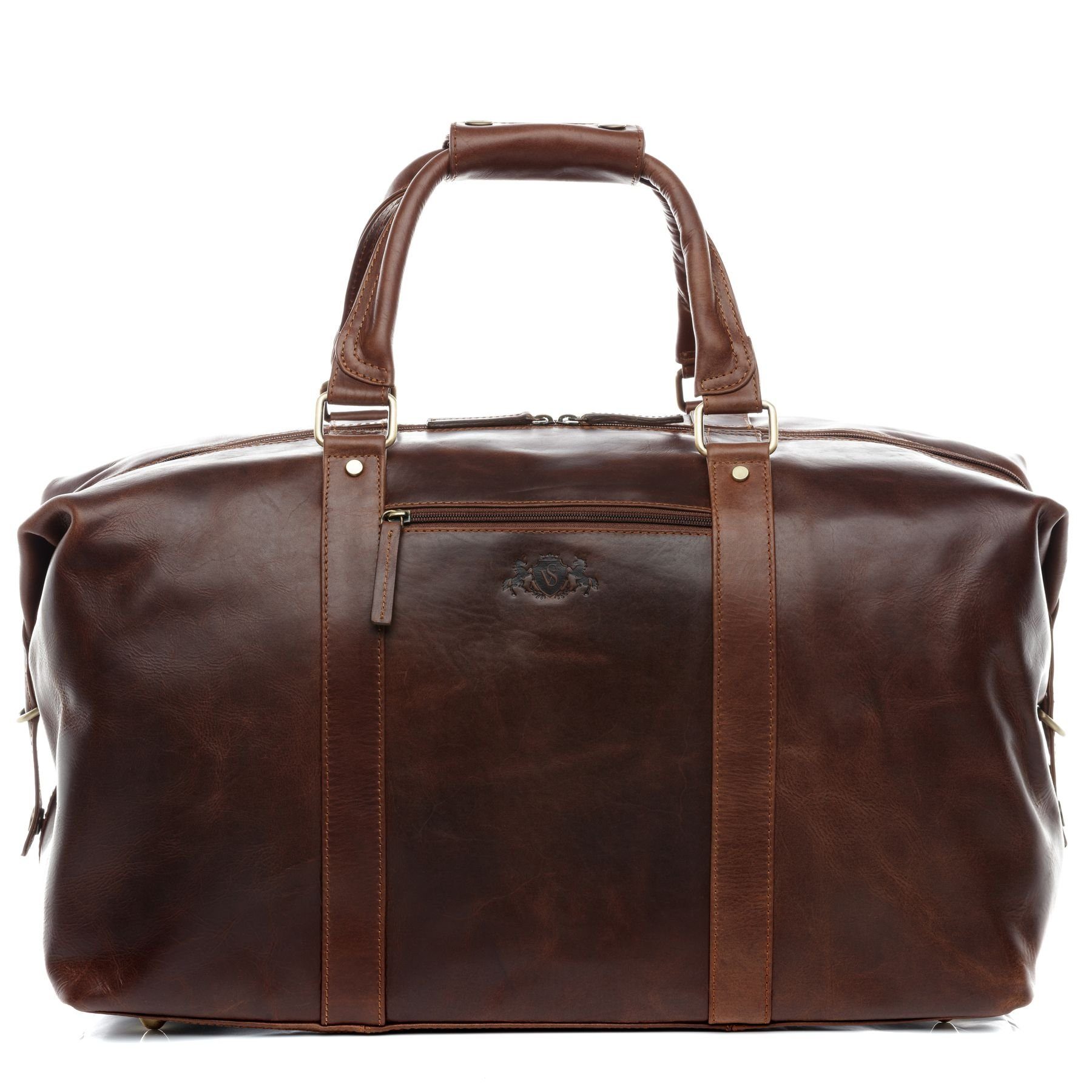 SID & VAIN Reisetasche echt Leder Невеликі сумки для поїздок groß Ledertasche braun ZANE, Echtleder Reisegepäck für Damen & Herren, Sporttasche XL braun-cognac
