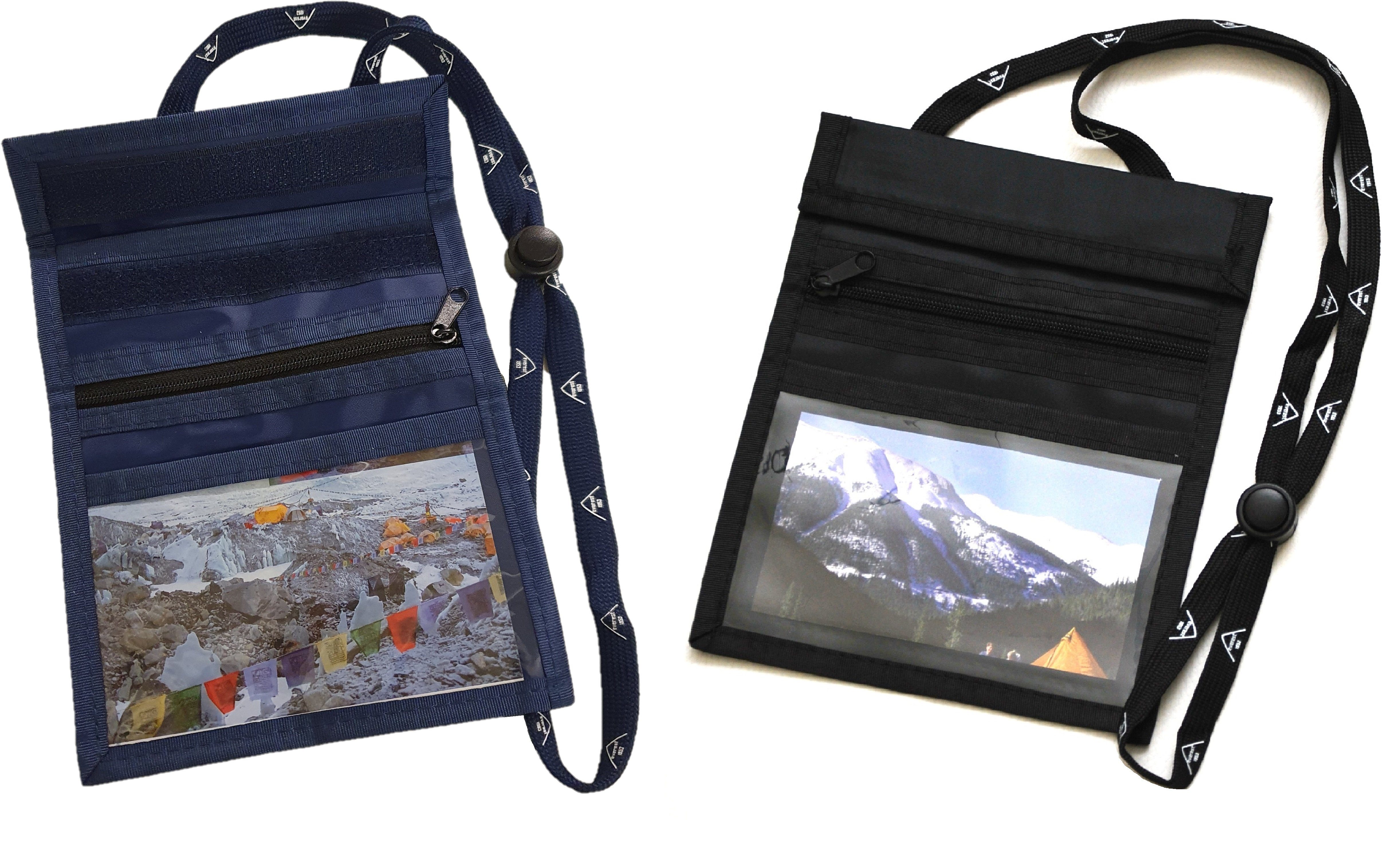 everest 1953 Brustbeutel sunwallet Set 2 Stück Brustbeutel schwarz und blau mit Sichtfenster (Spar-Set)