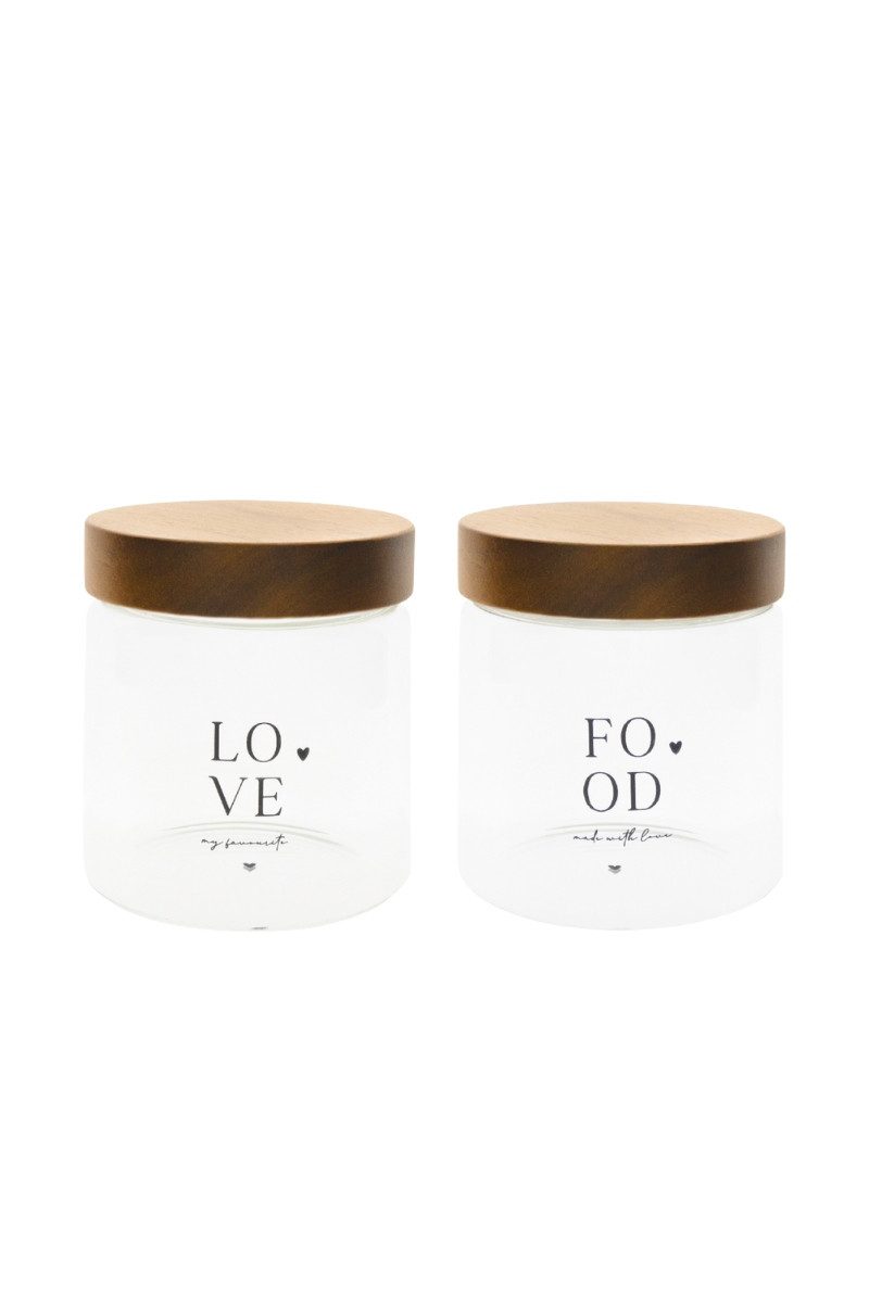 Geschirr-Set Vorratsdose 2er Set - LOVE & FOOD - transparent