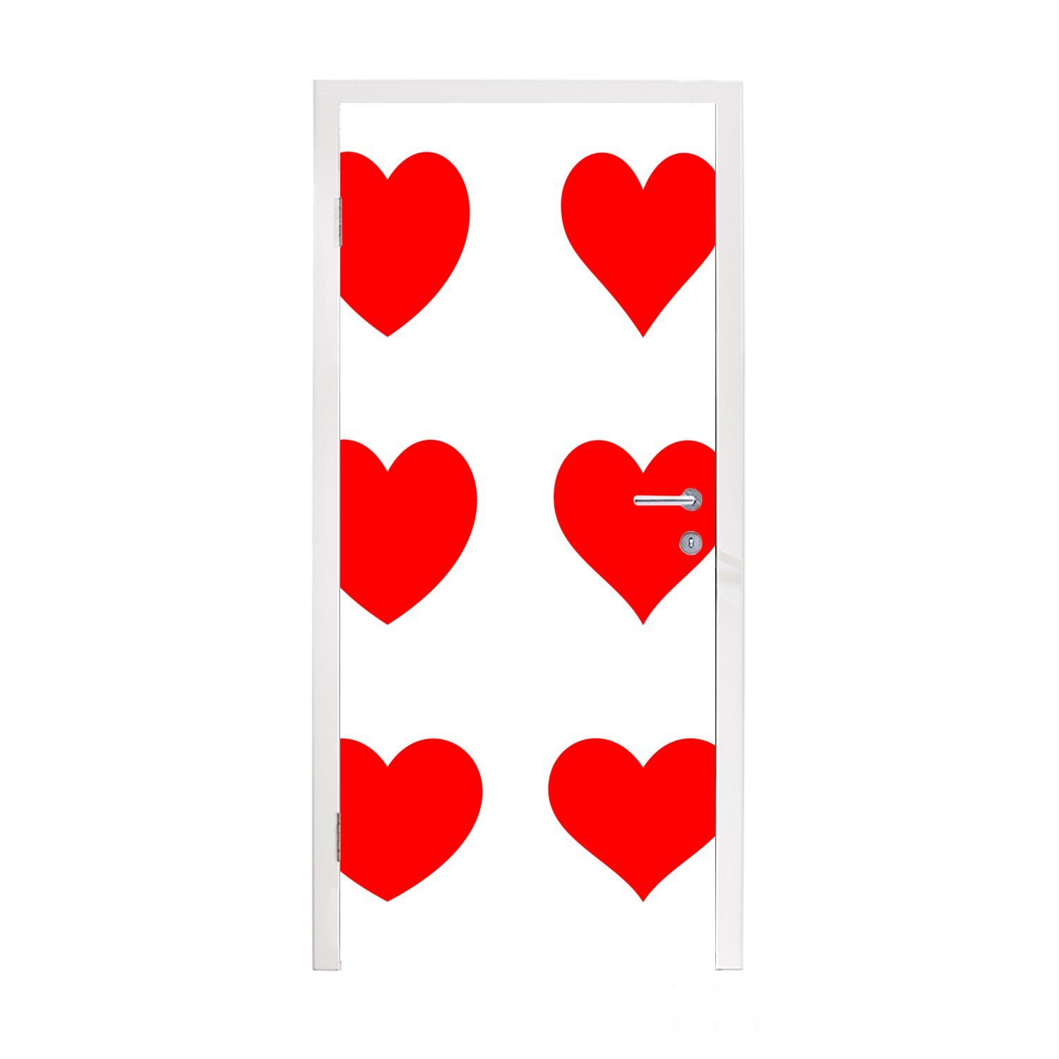 MuchoWow Türtapete Eine Illustration mit neun roten Herzen, Matt, bedruckt, (1 St), Fototapete für Tür, Türaufkleber, 75x205 cm