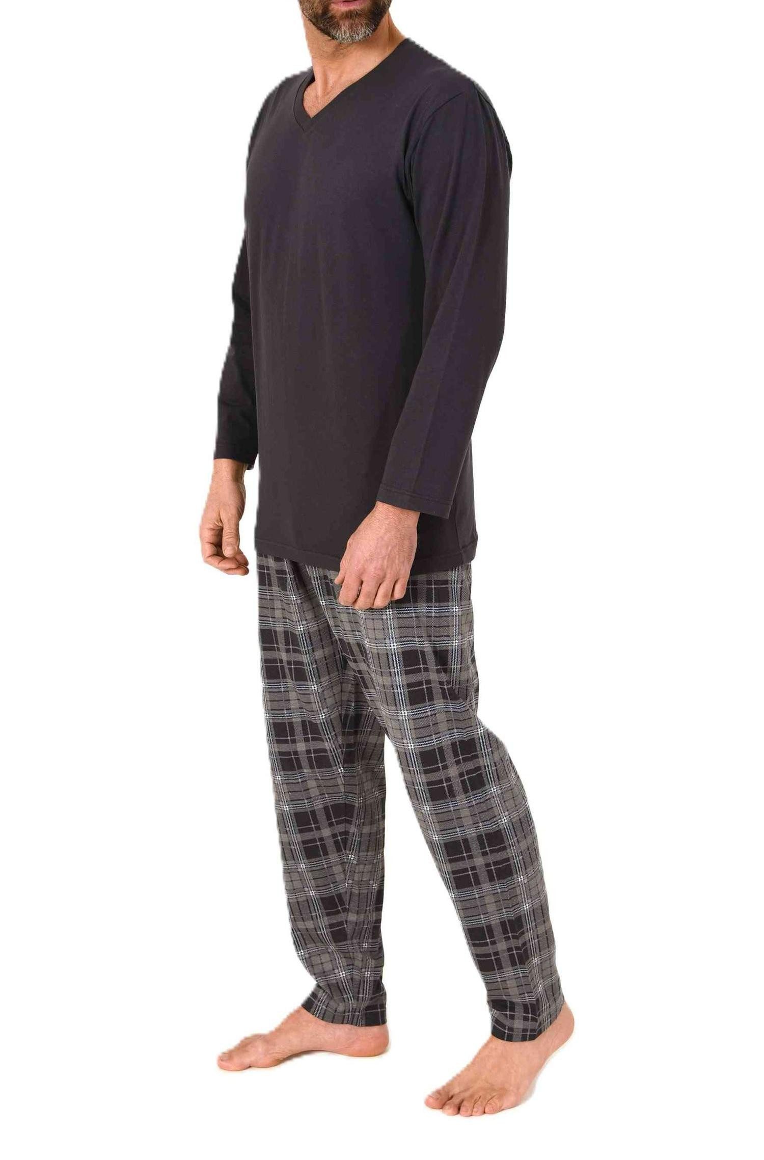 Normann Pyjama Normann Herren Schlafanzug lang mit karierter Pyjama Hose günstig online kaufen