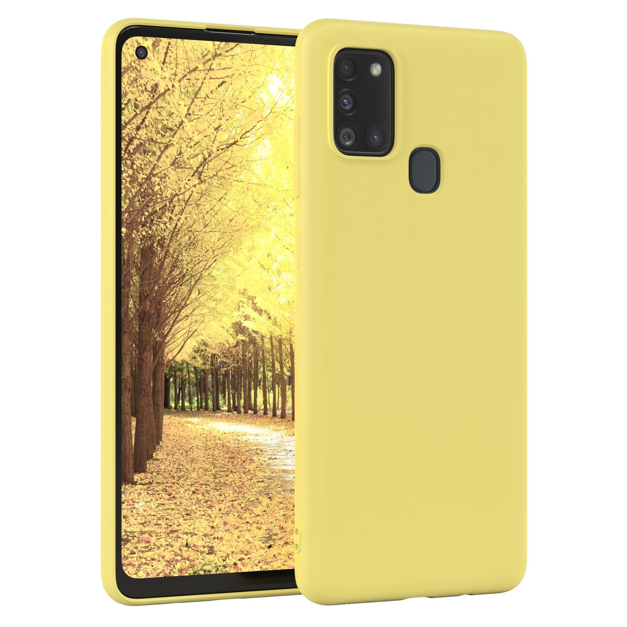 EAZY CASE Handyhülle für Samsung Galaxy A21s Hülle Silikon 6,5 Zoll, Handy Softcase stoßfest Hülle mit Kameraschutz bumper tpuhülle Gelb