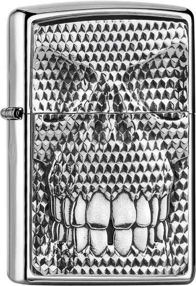 Zippo Feuerzeug Zippo Carbon Skull-Chrome high Polished Collection 2018