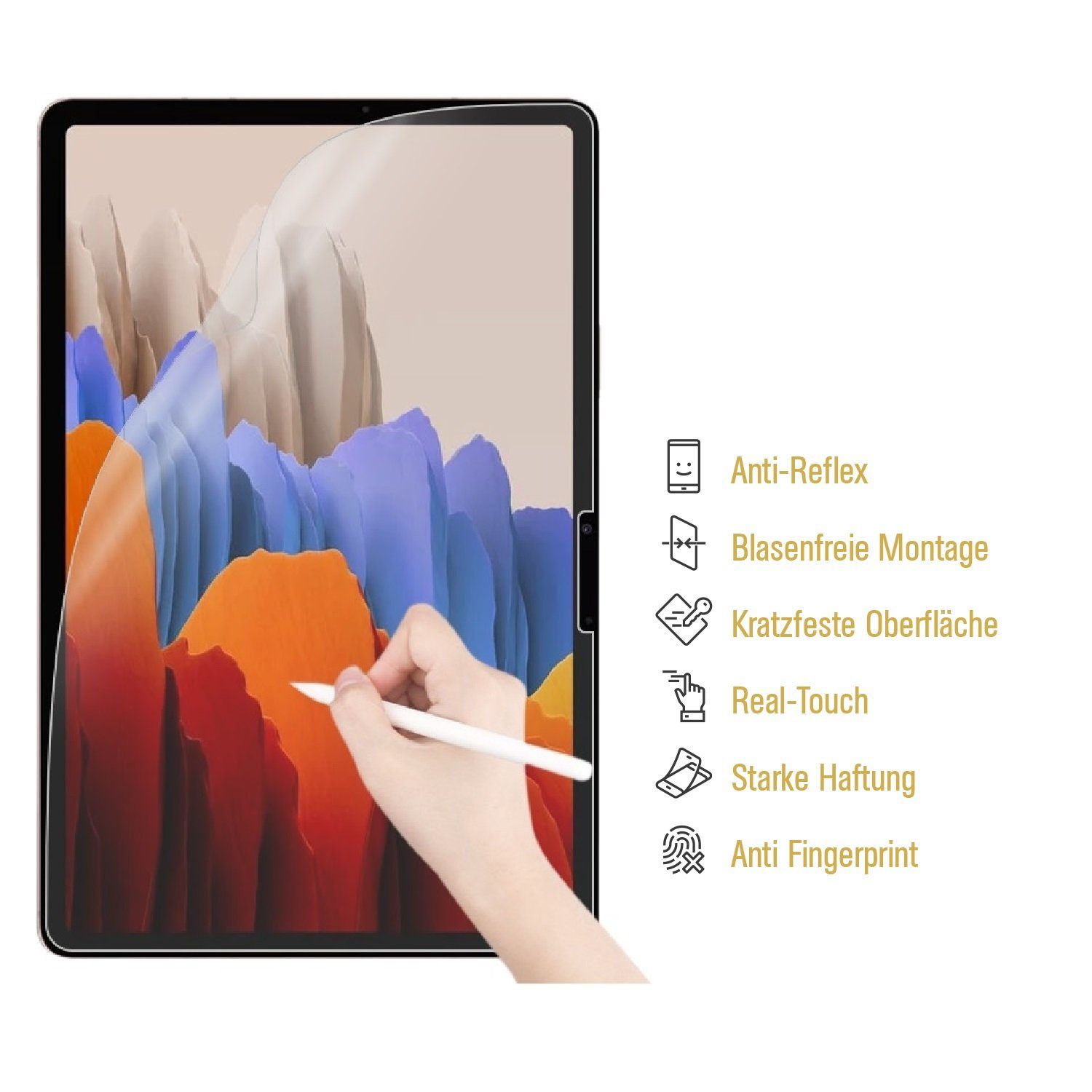 Protectorking Displayschutzfolie 1x Paperfeel für Samsung Galaxy Tab S9 FE Plus Displayschutz Schreiben, 1-Stück, Tablet