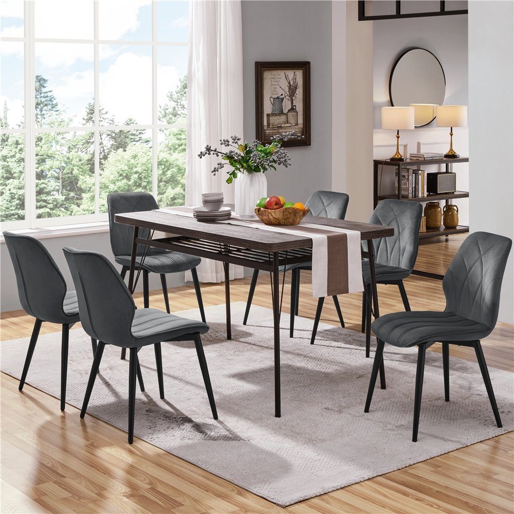 Yaheetech Küchenstuhl, Esszimmerstühle 2er für Set Polsterstuhl Küche/Esszimmer grau