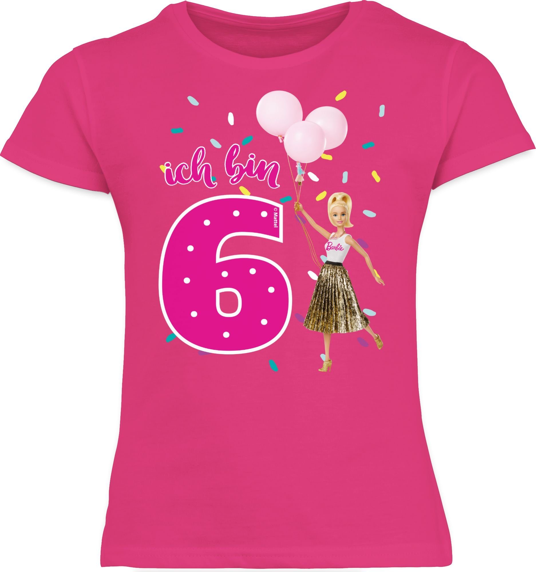Luftballons 6 T-Shirt 03 Barbie Mädchen bin Shirtracer Ich Fuchsia -