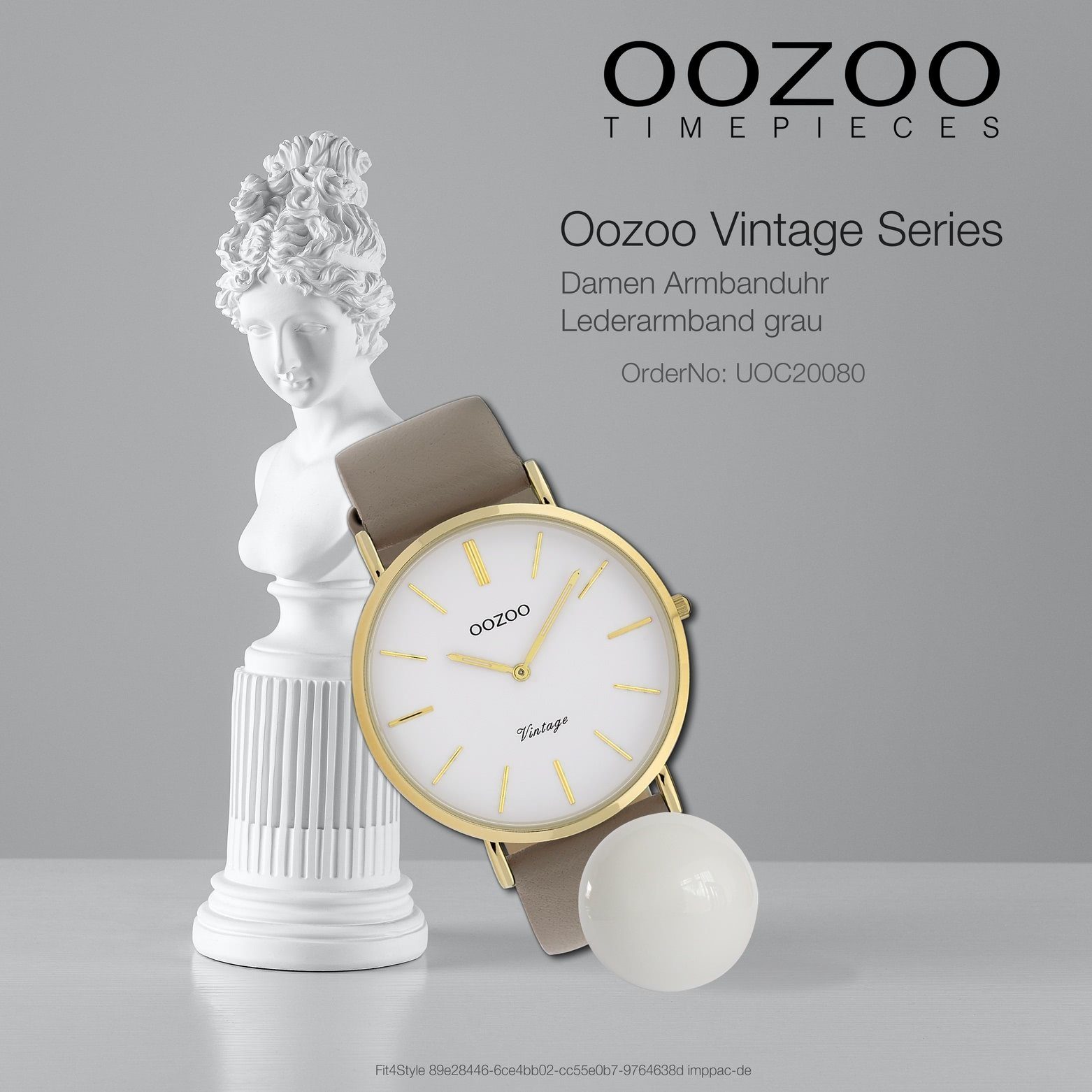 OOZOO Quarzuhr Oozoo rund, Damenuhr (ca. Slim Leder, Ultra Fashion-Style groß Damen Armbanduhr 40mm) Lederarmband