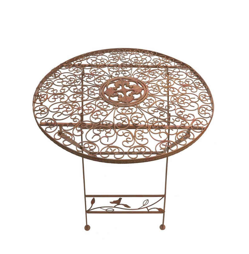 PassionMade Gartentisch Klapptisch Tisch rund klappbar Gartendeko Metall Bistrotisch 199, Metalltisch Rostlook