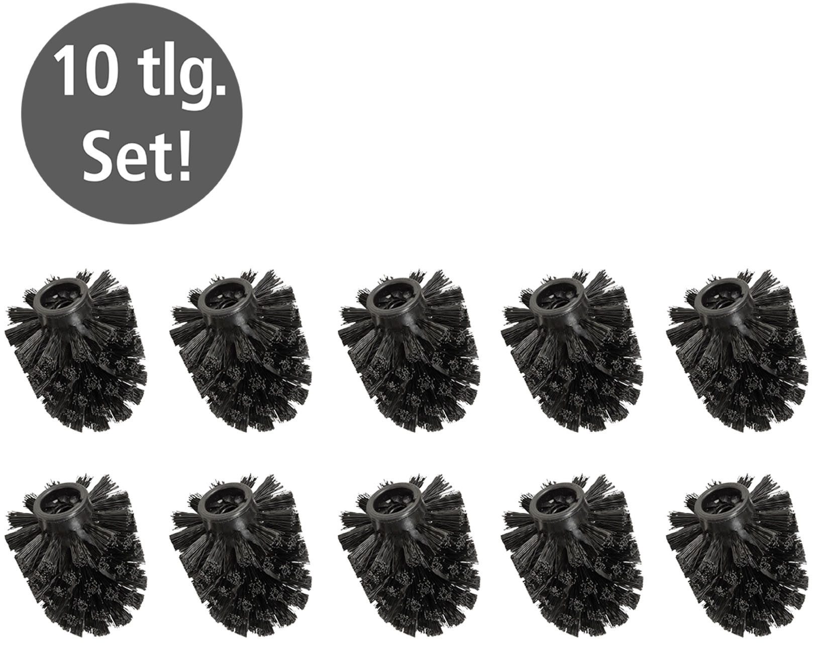 WENKO WC-Reinigungsbürste, (Set, 10-tlg), Ersatzbürstenkopf für WENKO WC-Bürsten, Ø 8 cm, Kunststoffborsten