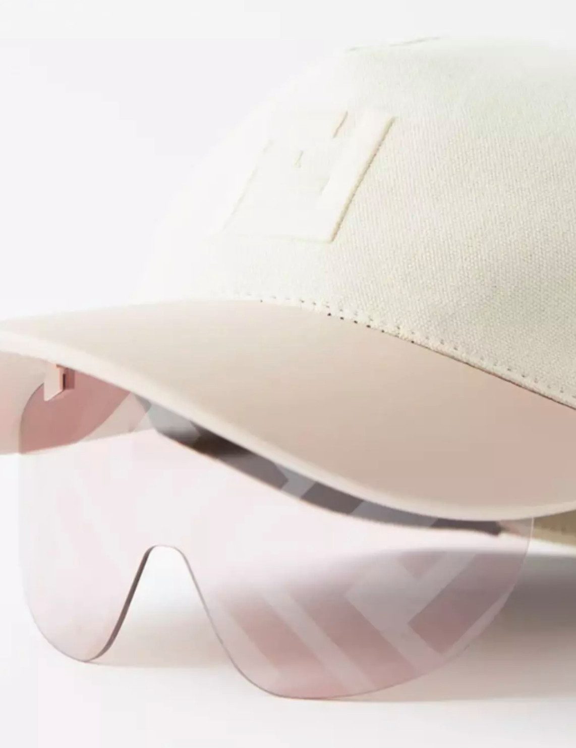 FENDI Visor EyeCap Sonnenbrille mit D-Frame und Lederverzierter Baseball-Cap Velcro®-Verschluss,integrierten, faltbaren Visier