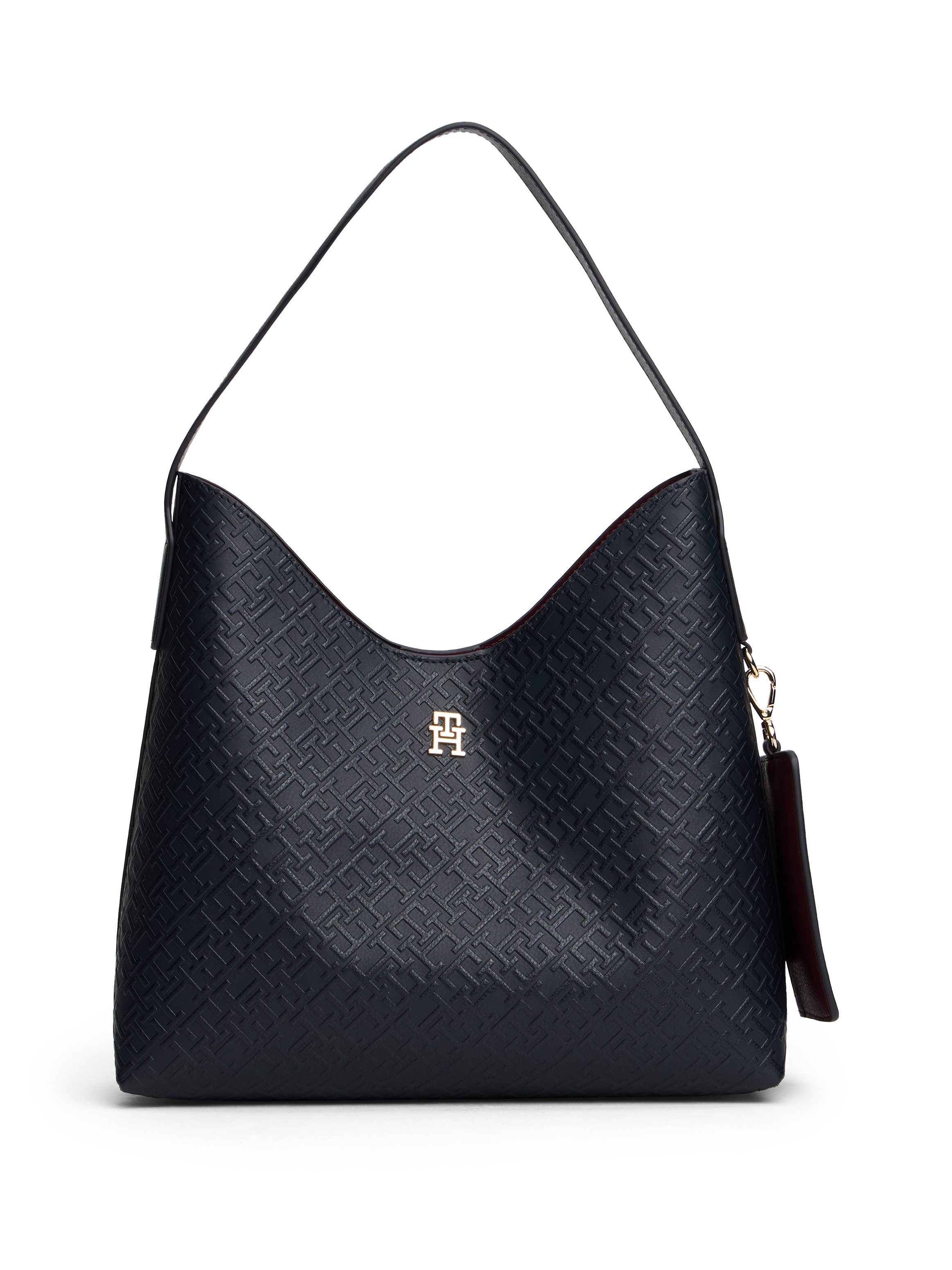 Tommy Hilfiger Schultertasche TH ICON SHOULDER BAG MONO (2-tlg., Abnehmbare Reißverschlussaußentasche), Damen Tragetasche, Shopper mit TH-Label