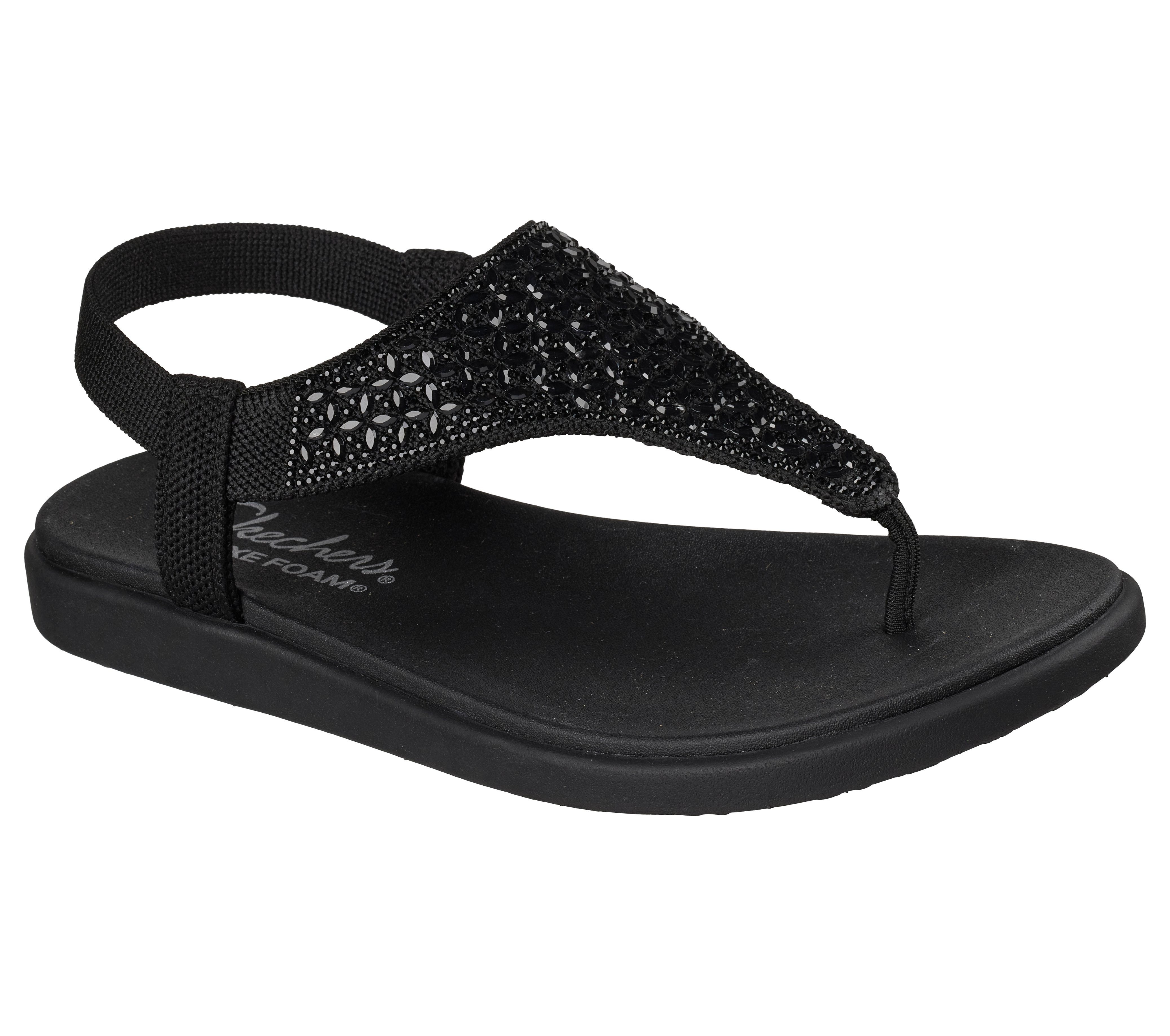 Skechers MEDITATION LUXE Sandale Sommerschuh, Zehentrenner, Strandschuh mit Glitzersteinchen