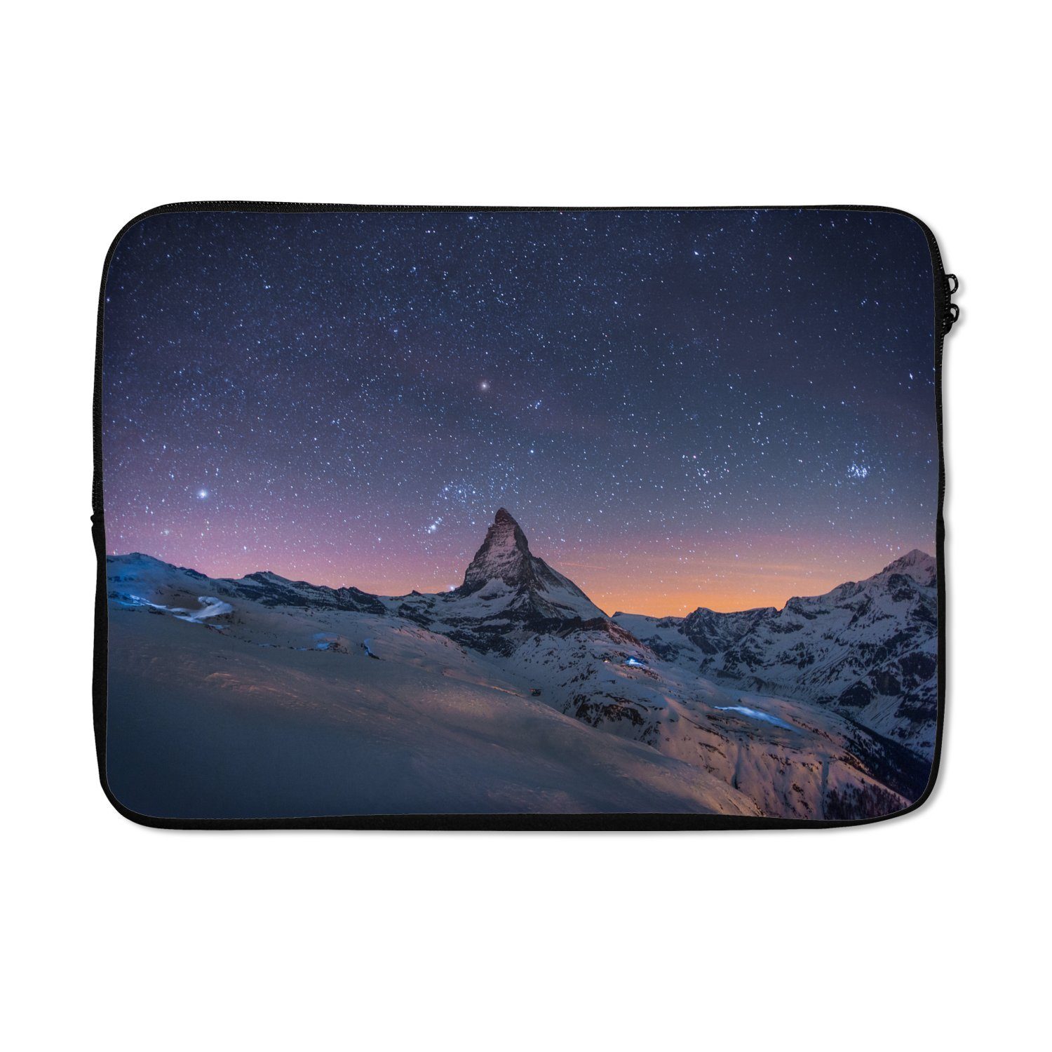 MuchoWow Laptop-Hülle Nacht über der Landschaft im Winter des Schweizer  Matterhorns 13.3 Zoll, Laptopsleeve, weiches Innenfutter zum Schutz  Kratzern, Laptoptasche