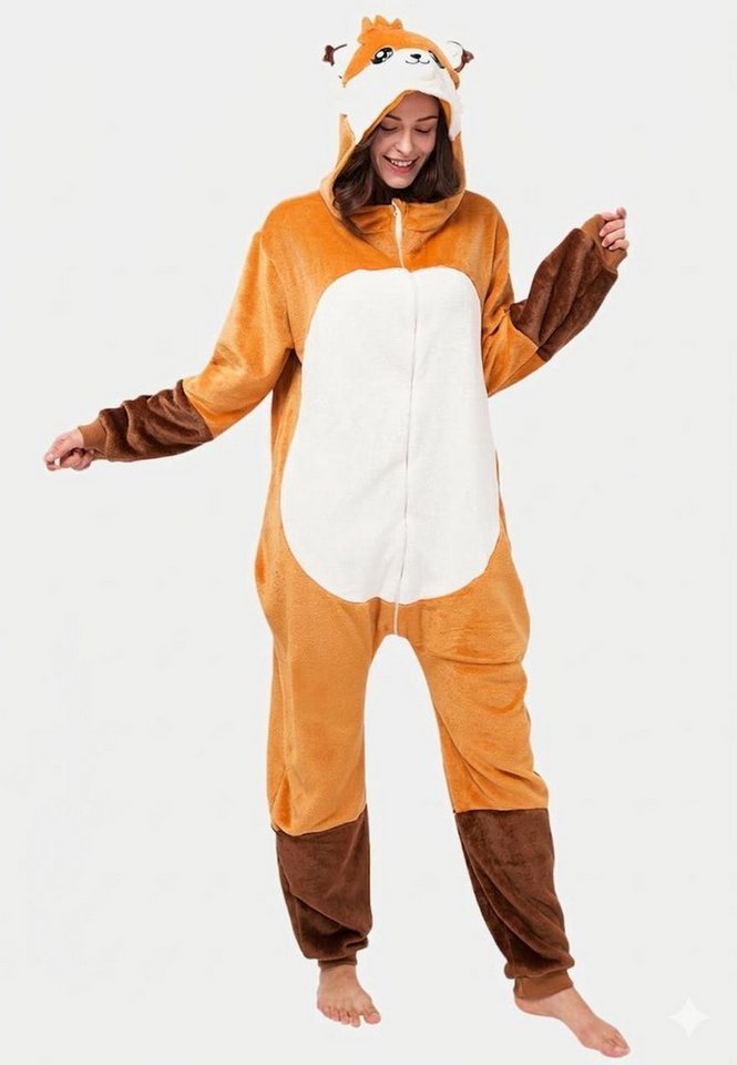 Corimori Partyanzug Erwachsenen Onesie, Jumpsuit, Jumpsuit, Pyjama, Fasching, Kigurumi, Tierkostüme, Fuchs "Faye"