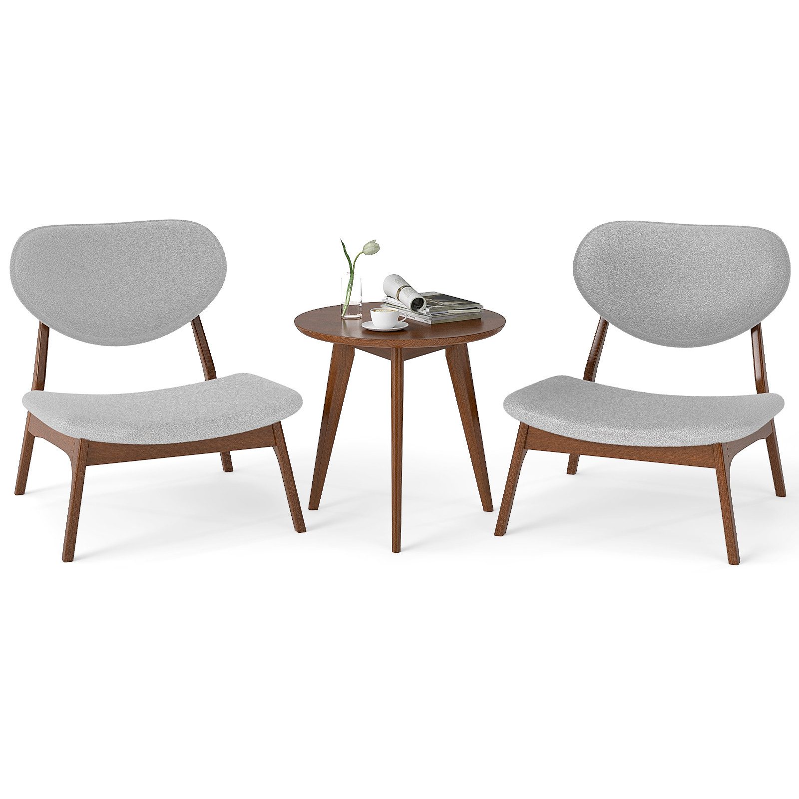 COSTWAY Relaxsessel (3-St), mit Beistelltisch, Loungesessel Set gepolstert