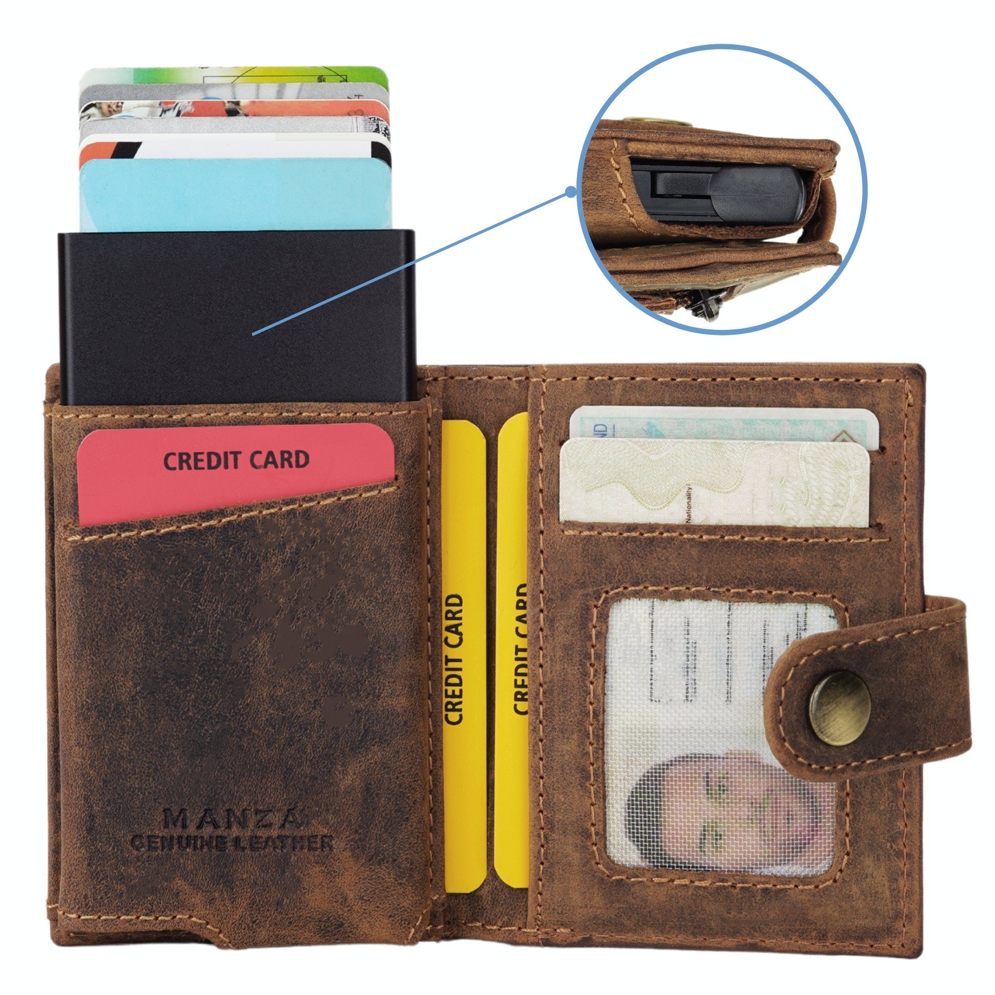 Manza Mini Geldbörse Slim Wallet Geldbörse mit Münzfach, RFID-Schutz und Ge günstig online kaufen