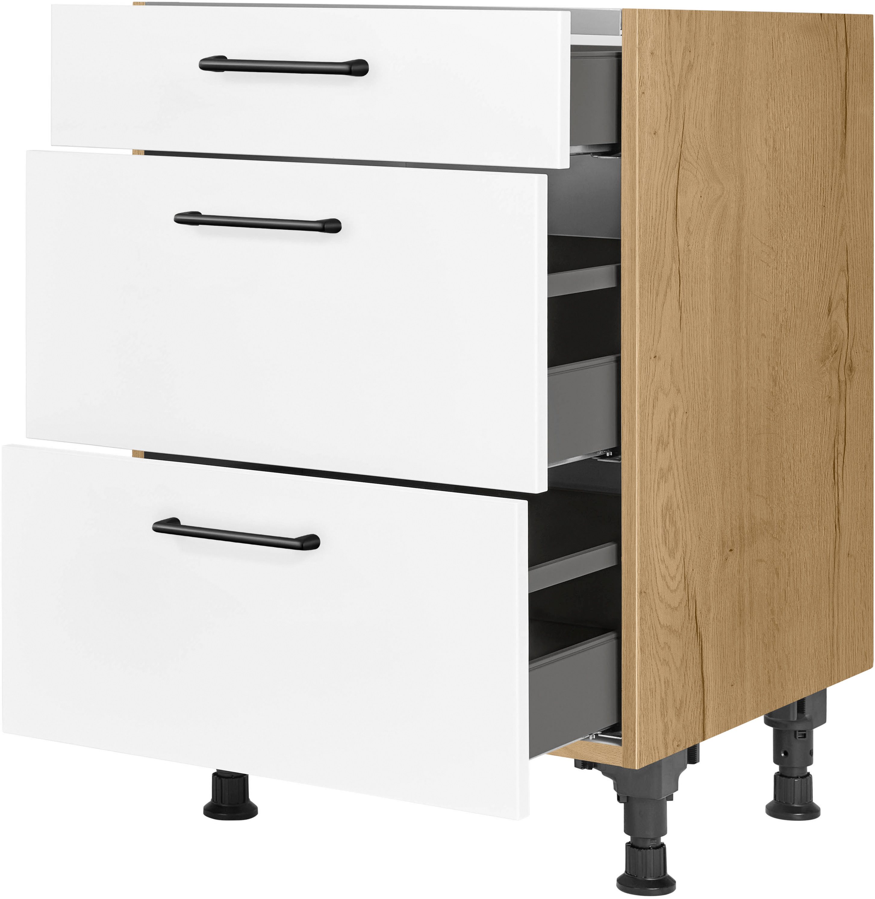 nobilia® Kochfeldumbauschrank "MIAMI", vormontiert, mit Schubkasten und Auszügen, in den Breiten 60 und 90 cm