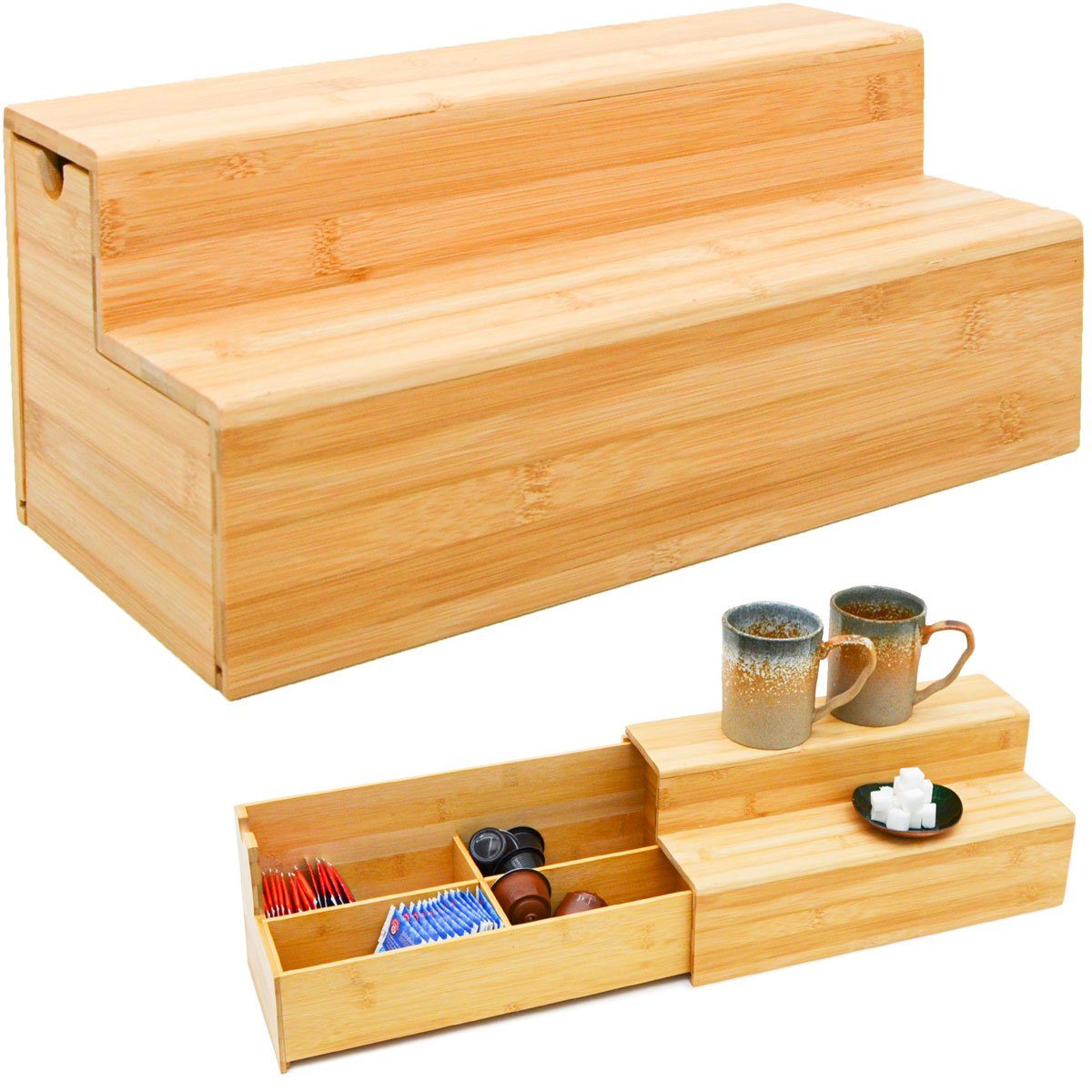DuneDesign Organizer Kaffee und Tee Bambus Box 36x17x16 Kaffeekapsel, Organ günstig online kaufen
