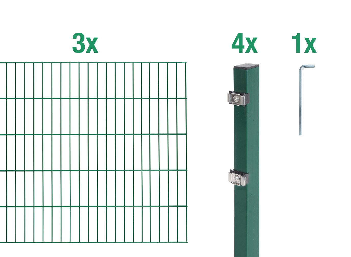 Alberts Doppelstabmattenzaun Grundset, (Set), Höhe: 80-200 cm, Gesamtlänge: 4-30 m, zum Einbetonieren