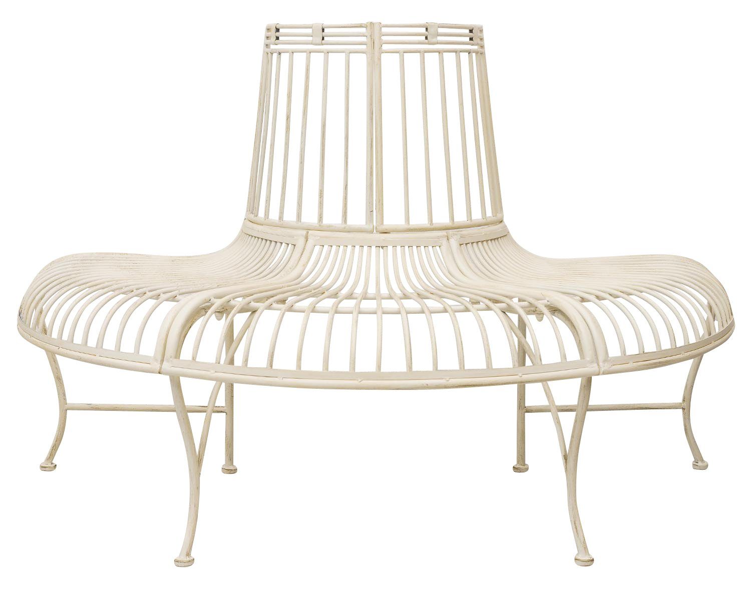 Aubaho Dekoobjekt Gartenbank Bank Antik-Stil Garten Metall Eisen creme weiss Möbel Baumb