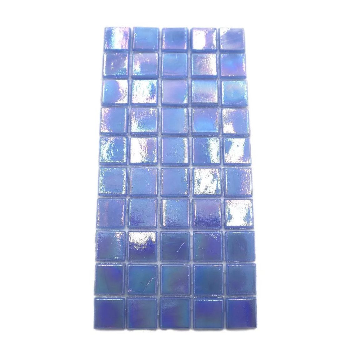 Armena Mosaikfliesen 1.5x1.5cm glänzend Glasmosaik auf netz 5x10 Stück, Himmelblau