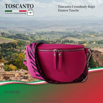 Toscanto Gürteltasche Toscanto Damen Gürteltasche Leder pink (Gürteltasche), Damen Gürteltasche Leder, pink, mehrfarbig ca. 25cm x ca. 15cm