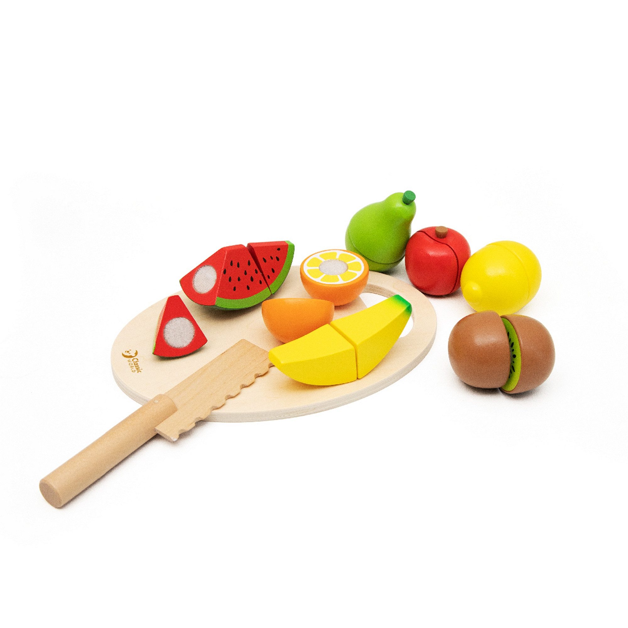 Classic World Spiellebensmittel Classic World Schhneidebrett Obst - 21,5x15x7cm - ab 2 Jahre, aus Holz